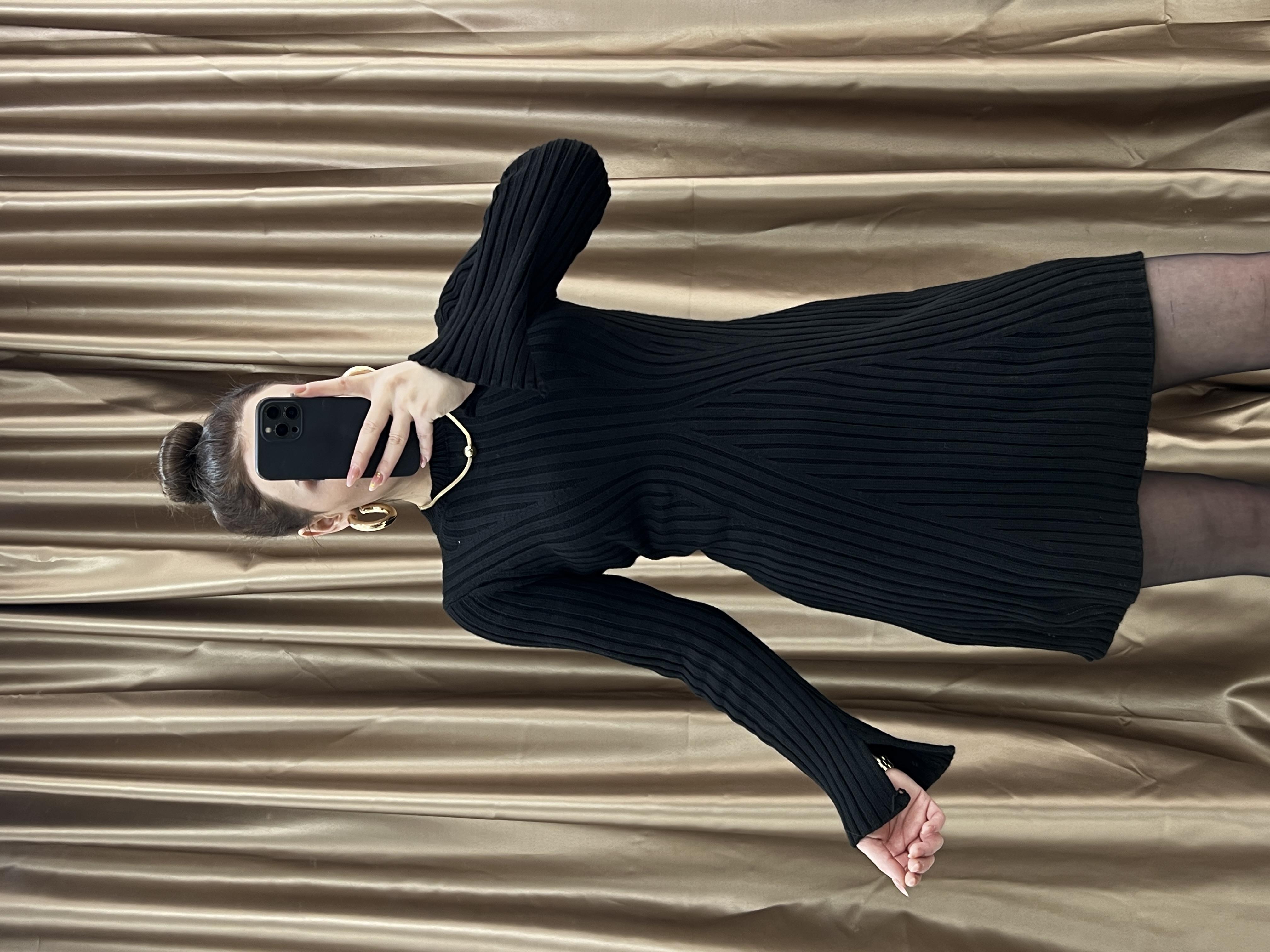 ORJİNAL MARKA MUADİLİ TRİKO ELBİSE SİYAH