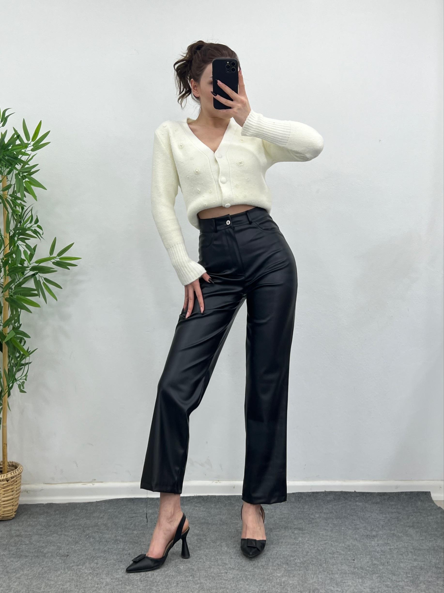 ORJİNAL MARKA SİYAH DERİ PANTOLON