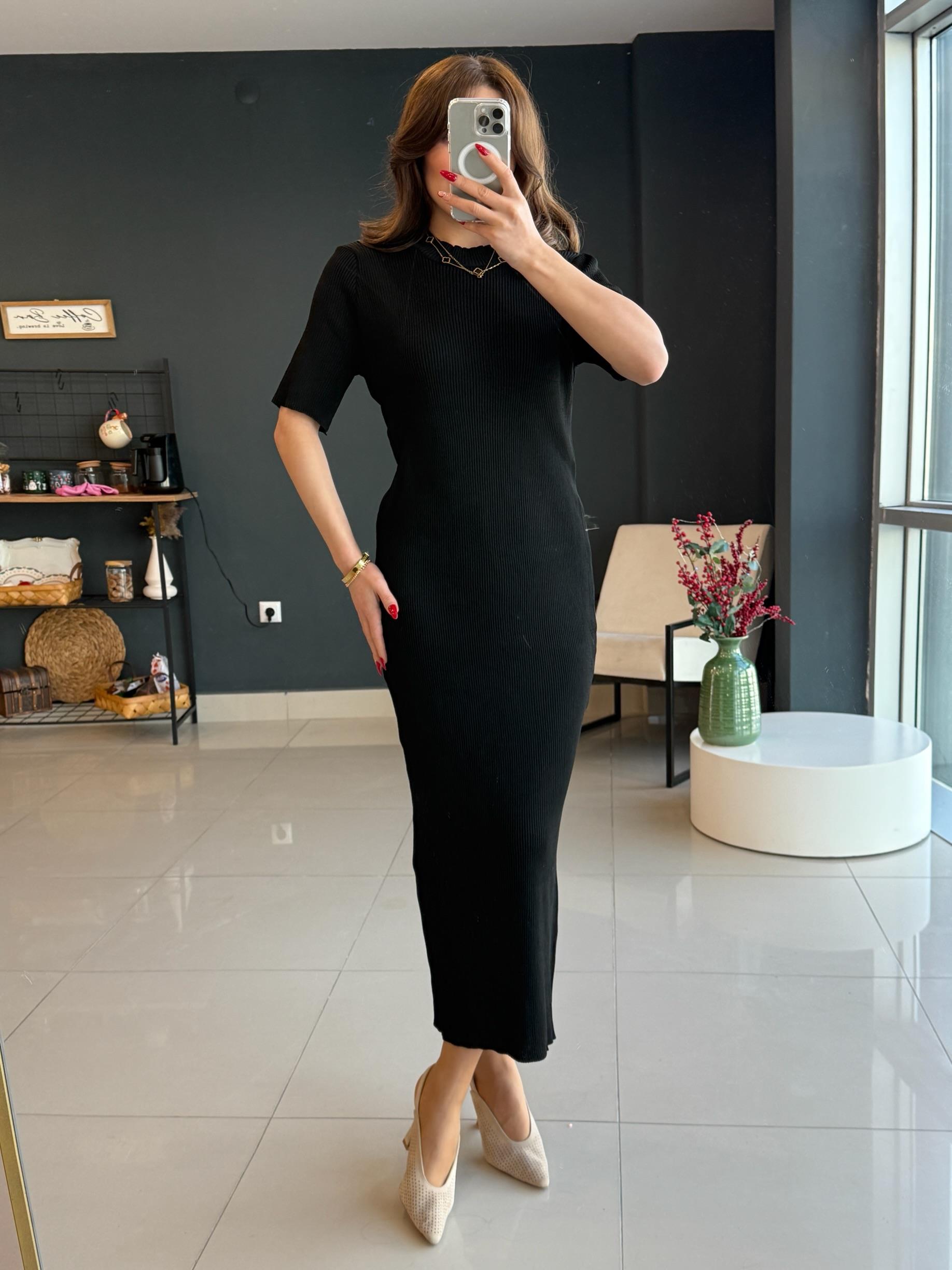 ORJİNAL MARKA TRİKO ELBİSE SİYAH