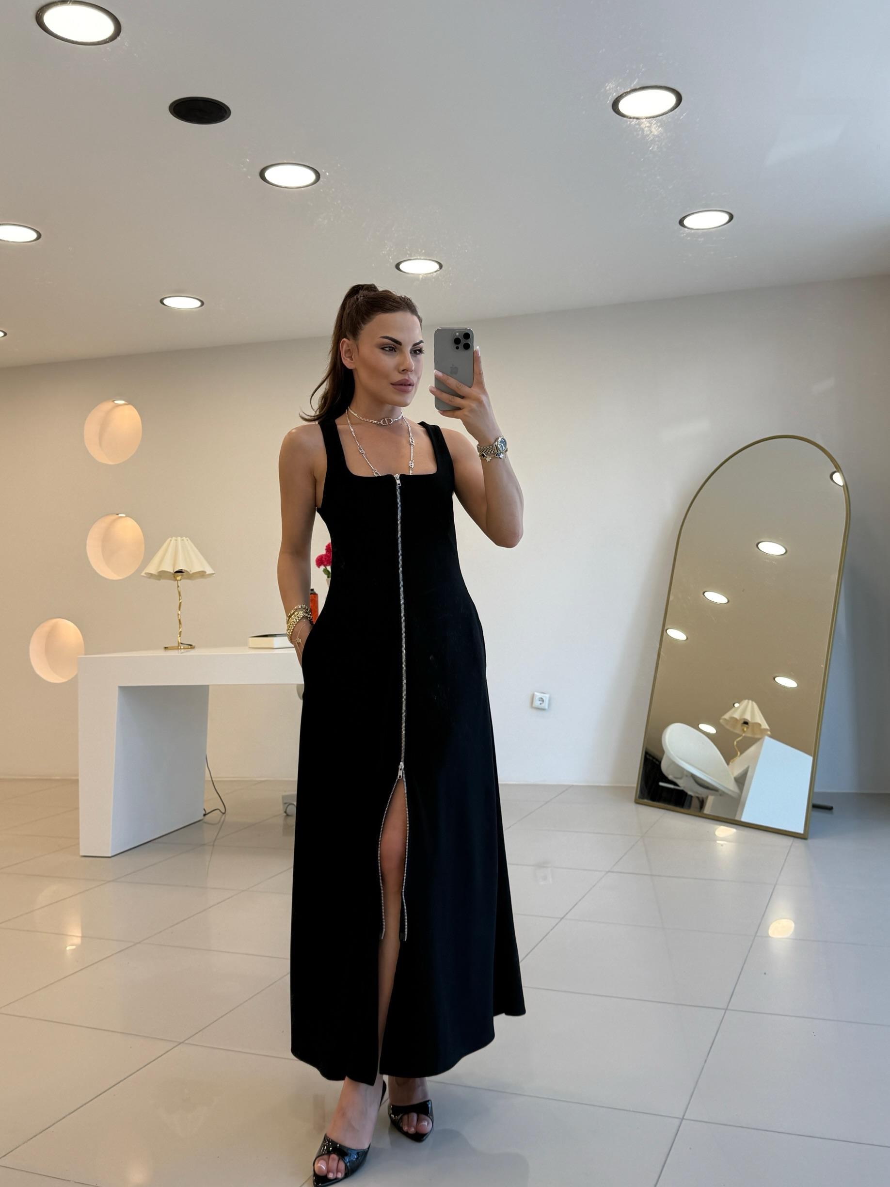 OTTOMAN FERMUAR DETAYLI ELBİSE