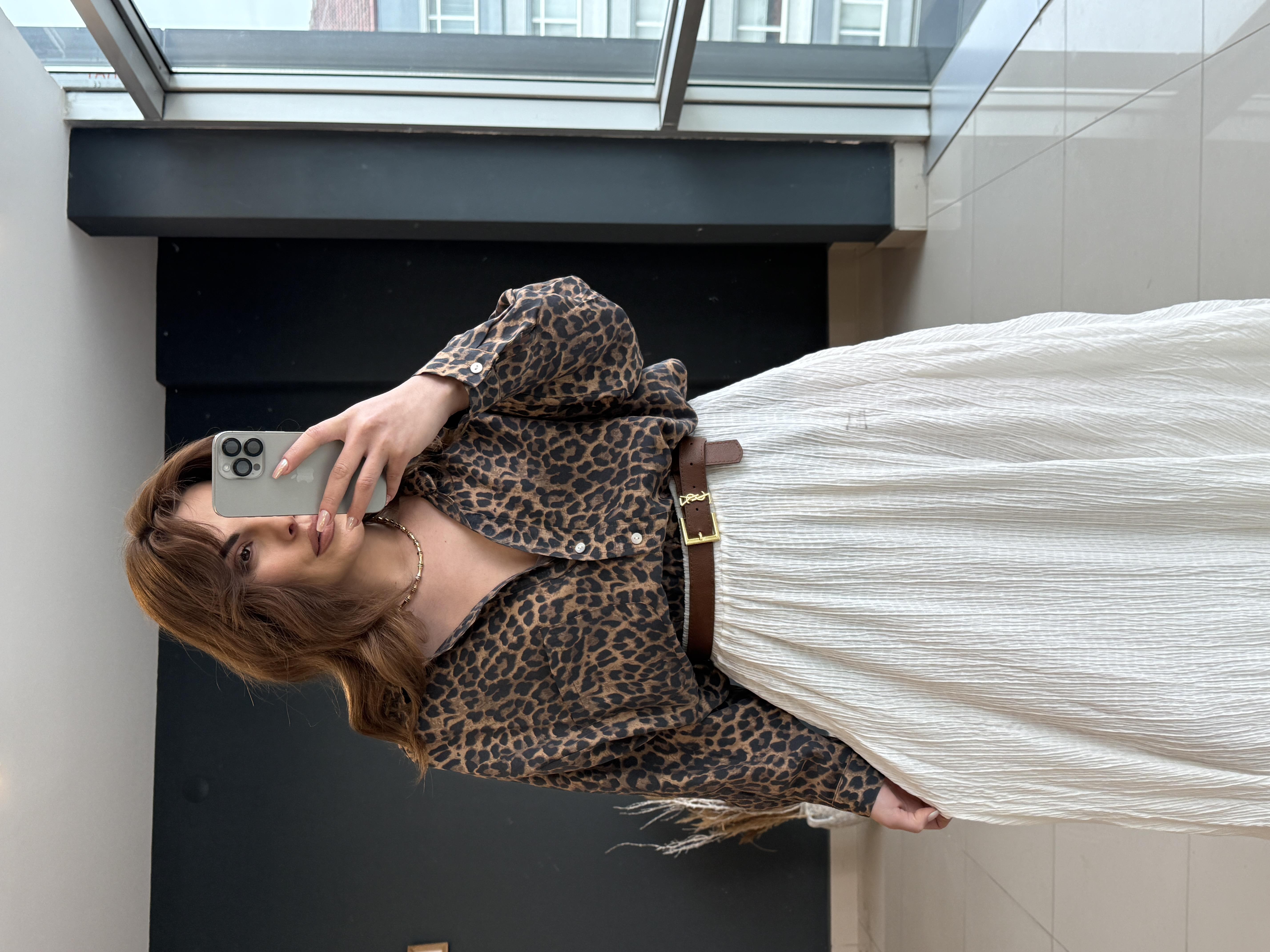 OVERSİZE LEOPAR GÖMLEK