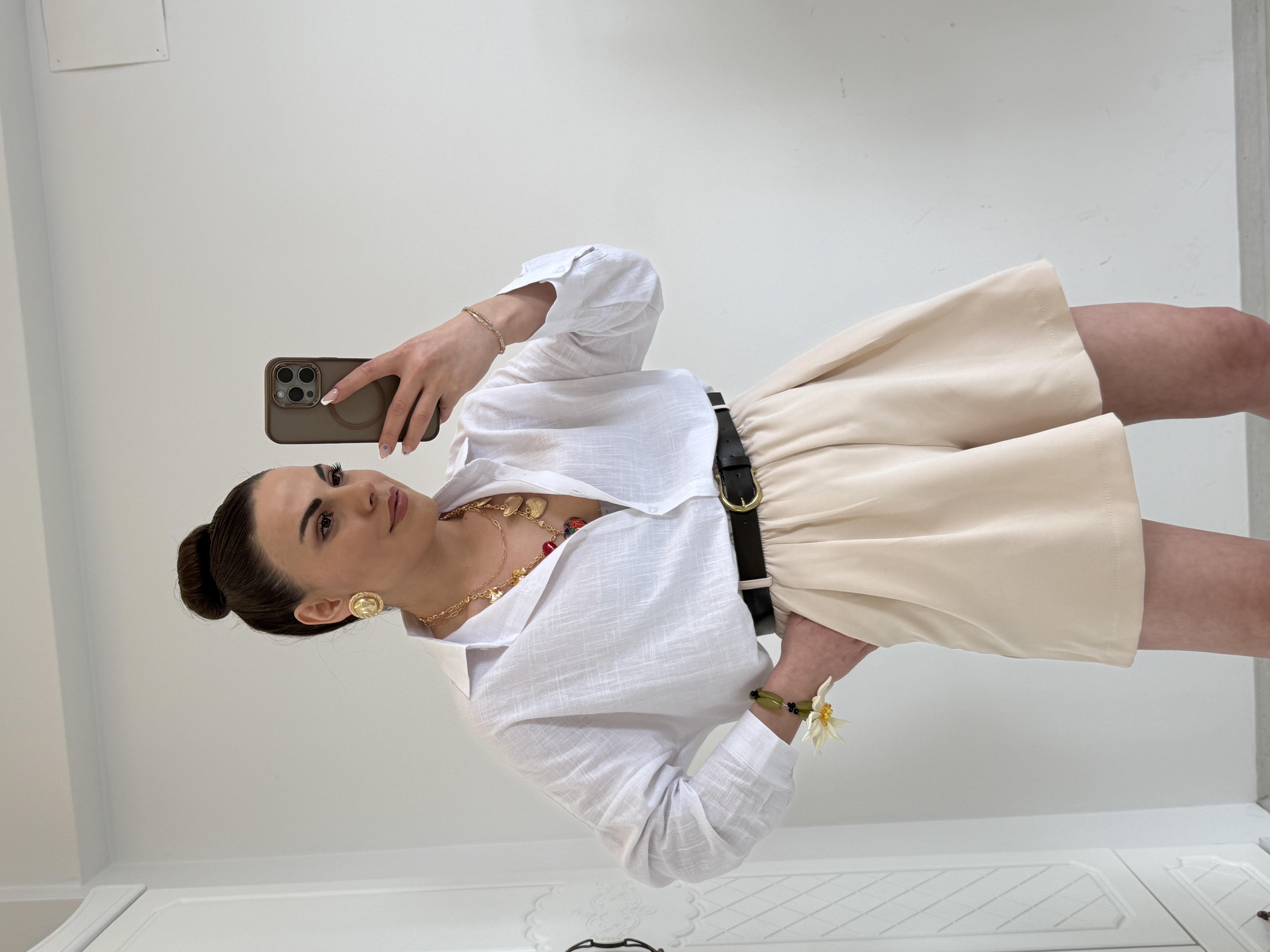 ÖZEL ÜRETİM KETEN GÖMLEK BEYAZ