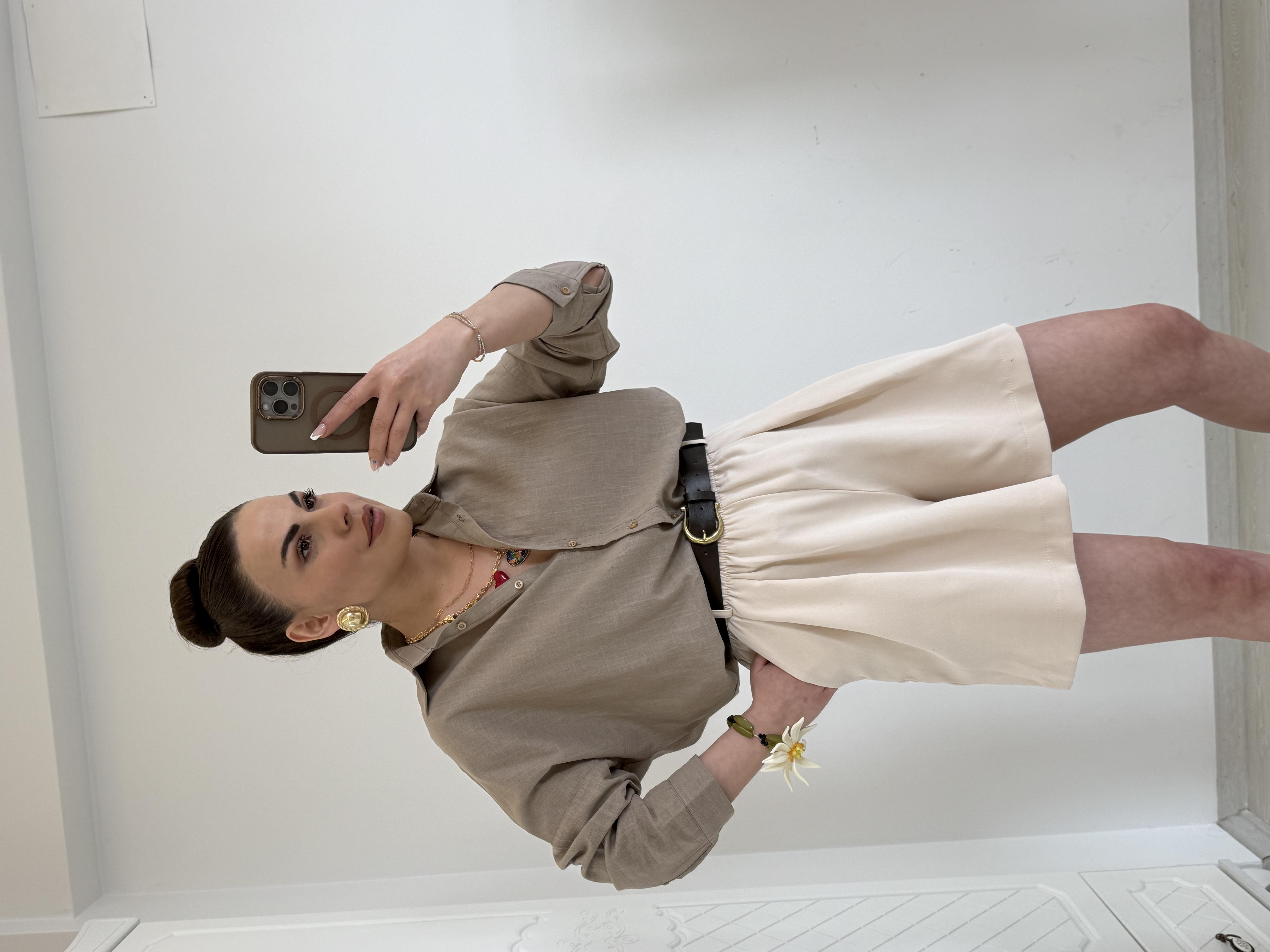 ÖZEL ÜRETİM KETEN GÖMLEK TOPRAK