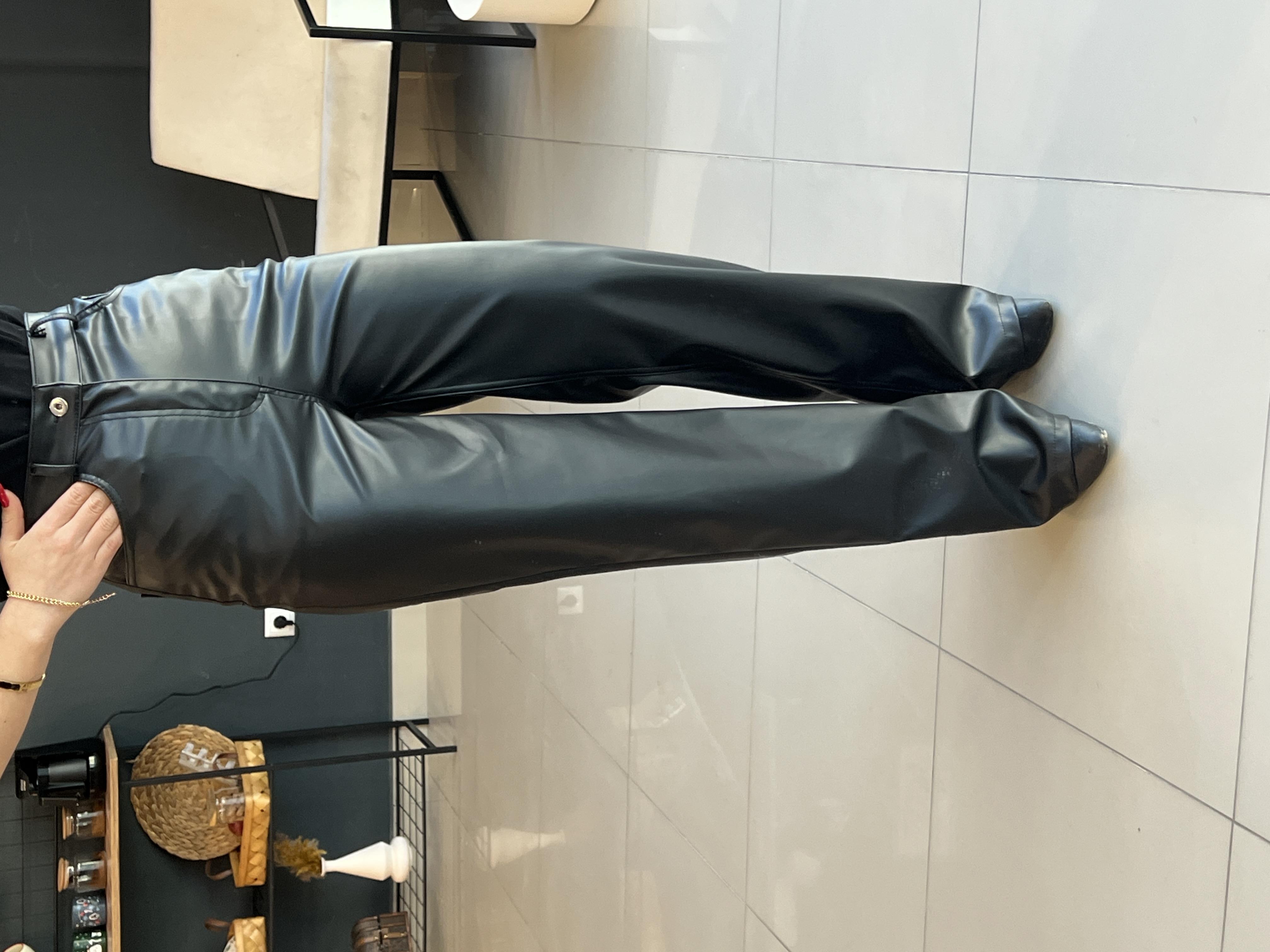 PALAZZO DERİ PANTOLON SİYAH