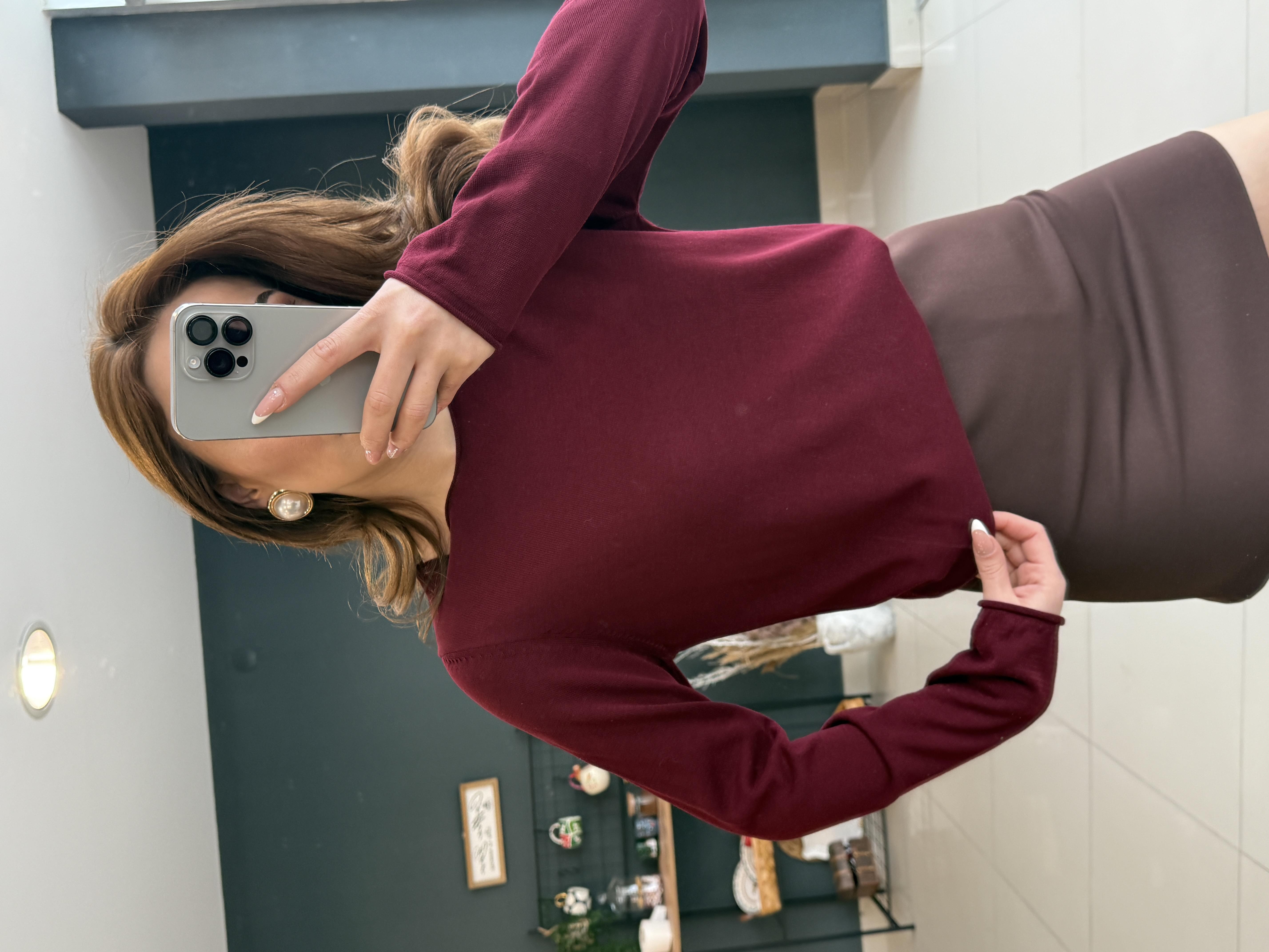 PAMUK MERSERİZE BLUZ BORDO