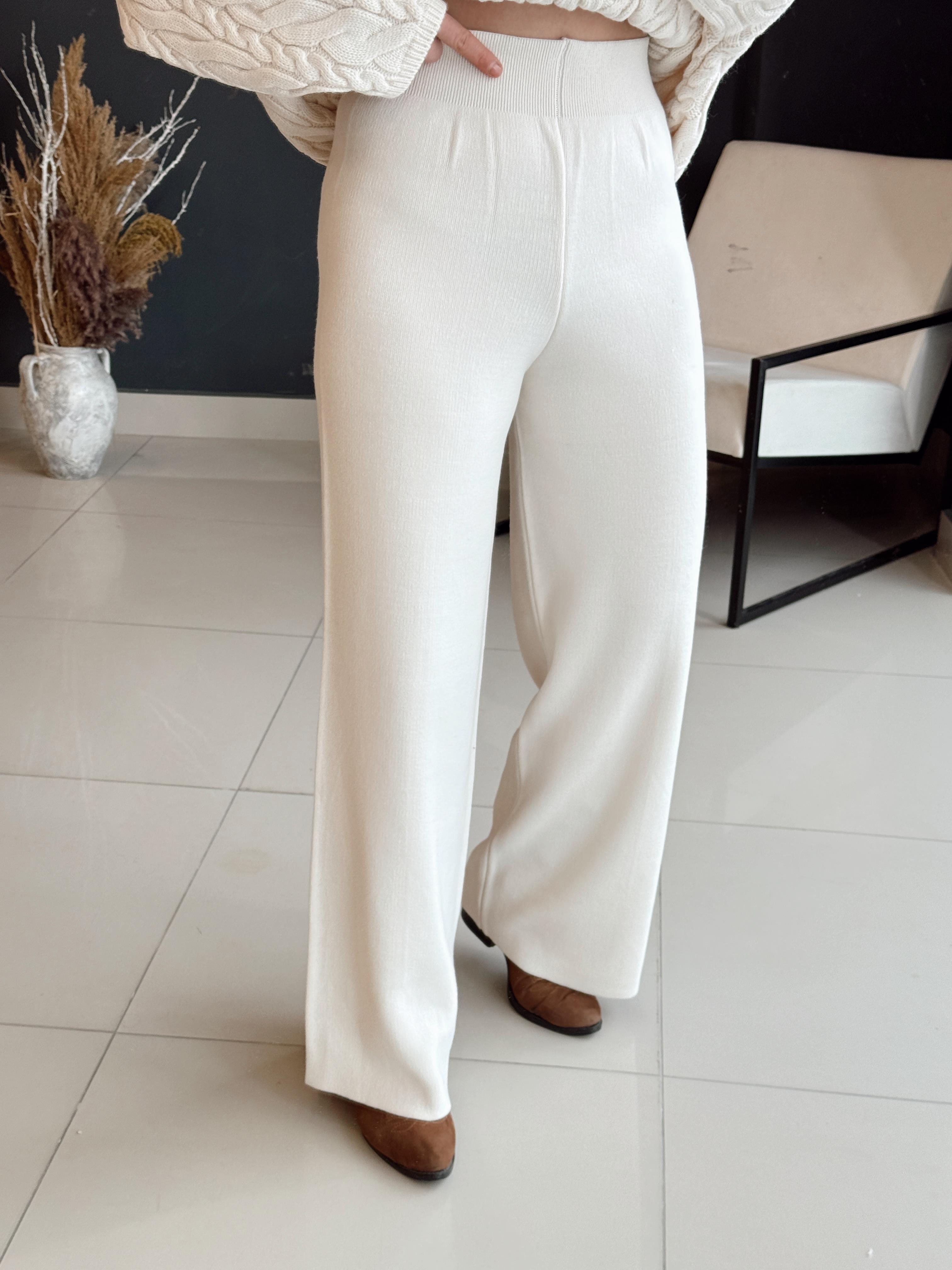 PAMUK TRİKO PANTOLON KREM