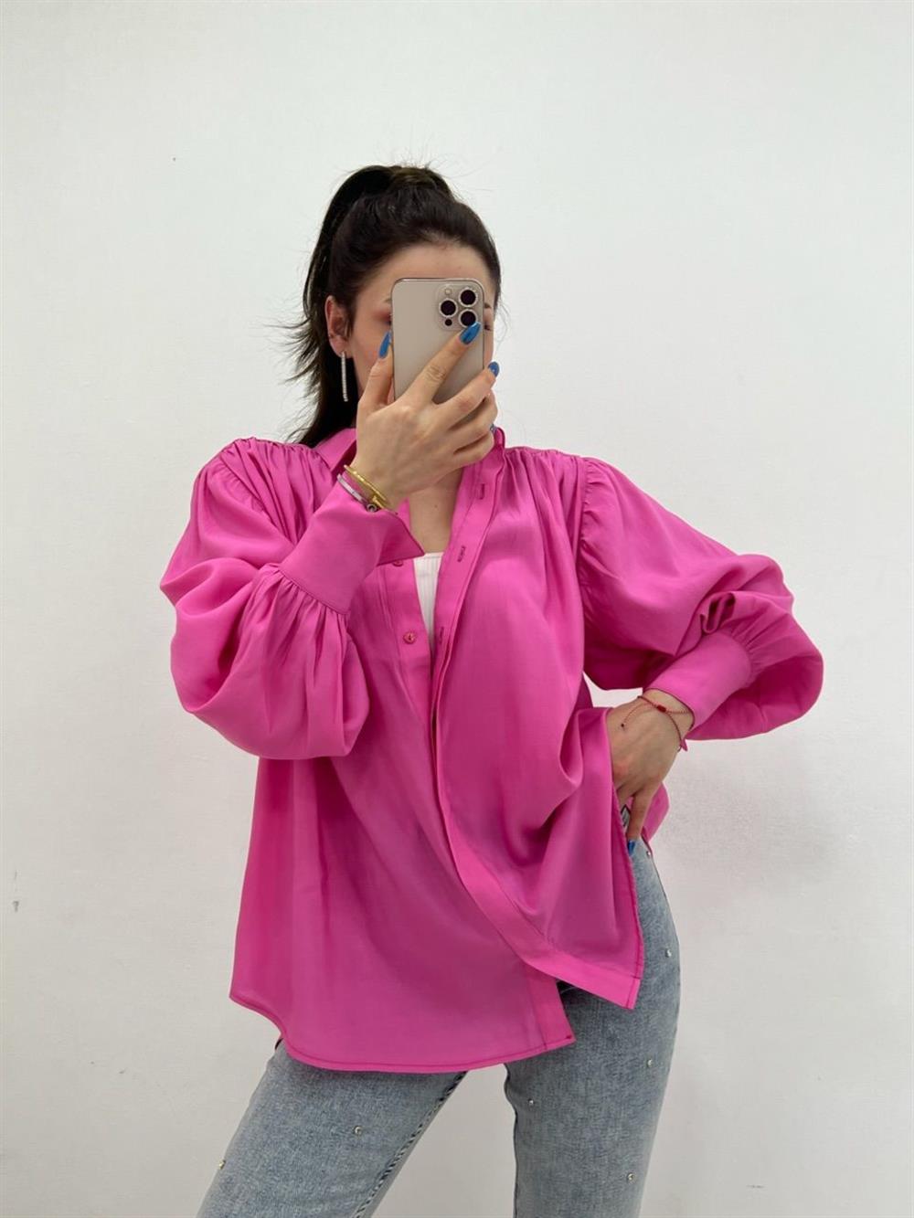 PEMBE BALON KOL GÖMLEK