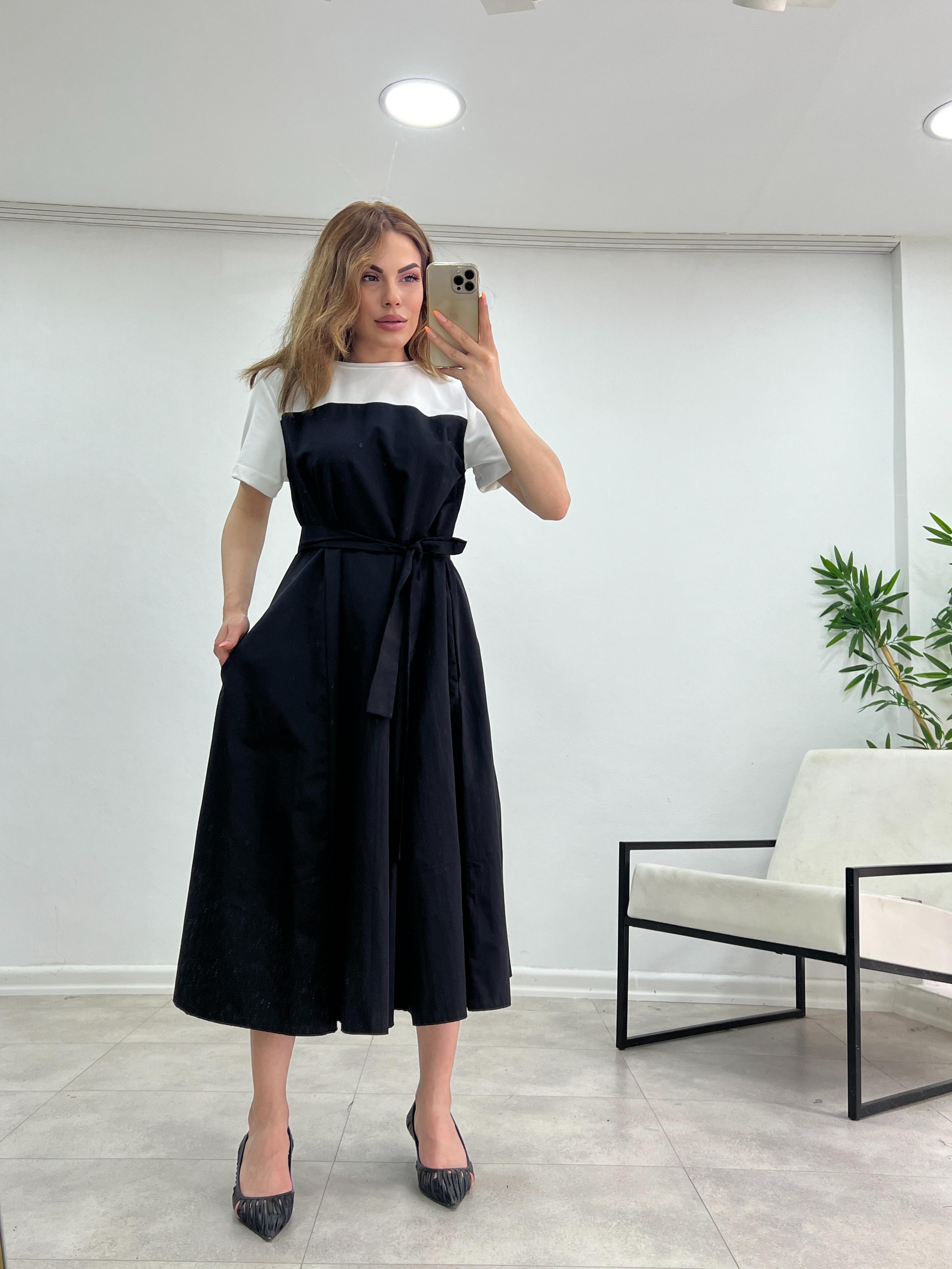 PENYE GARNİLLİ KİLOŞ POPLİN ELBİSE