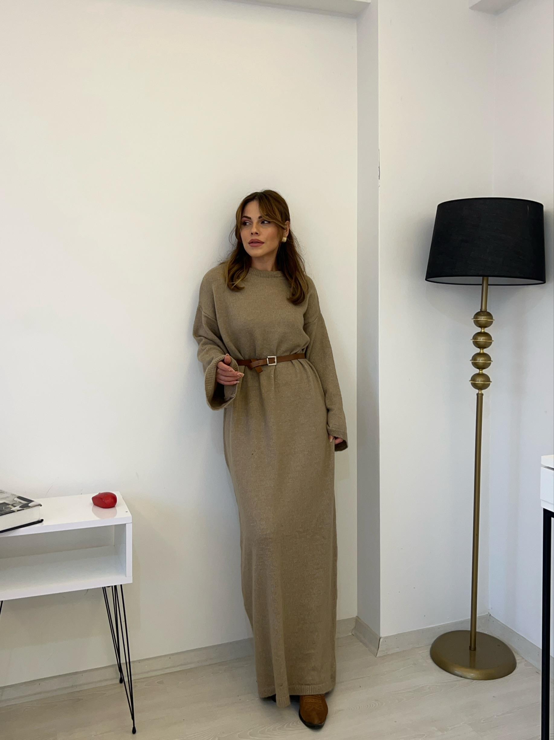 PINTEREST PAMUK ELBİSE TAŞ RENGİ 