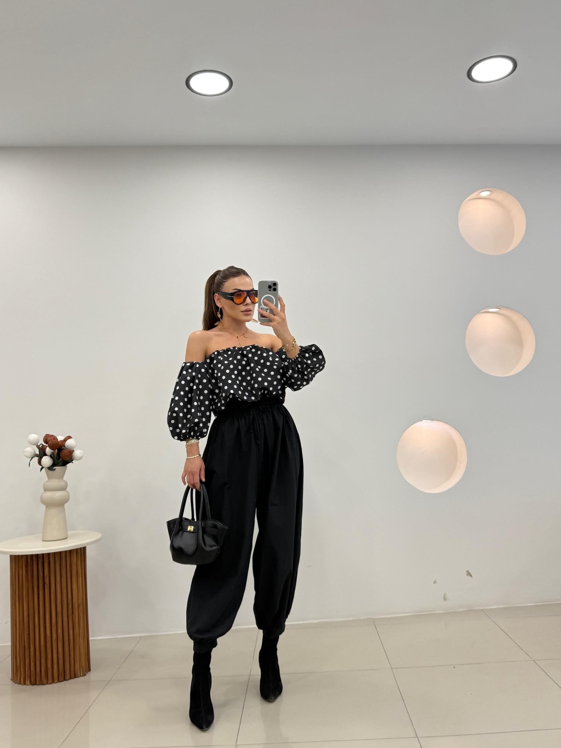 POPLİN ŞALVAR PANTOLON SİYAH