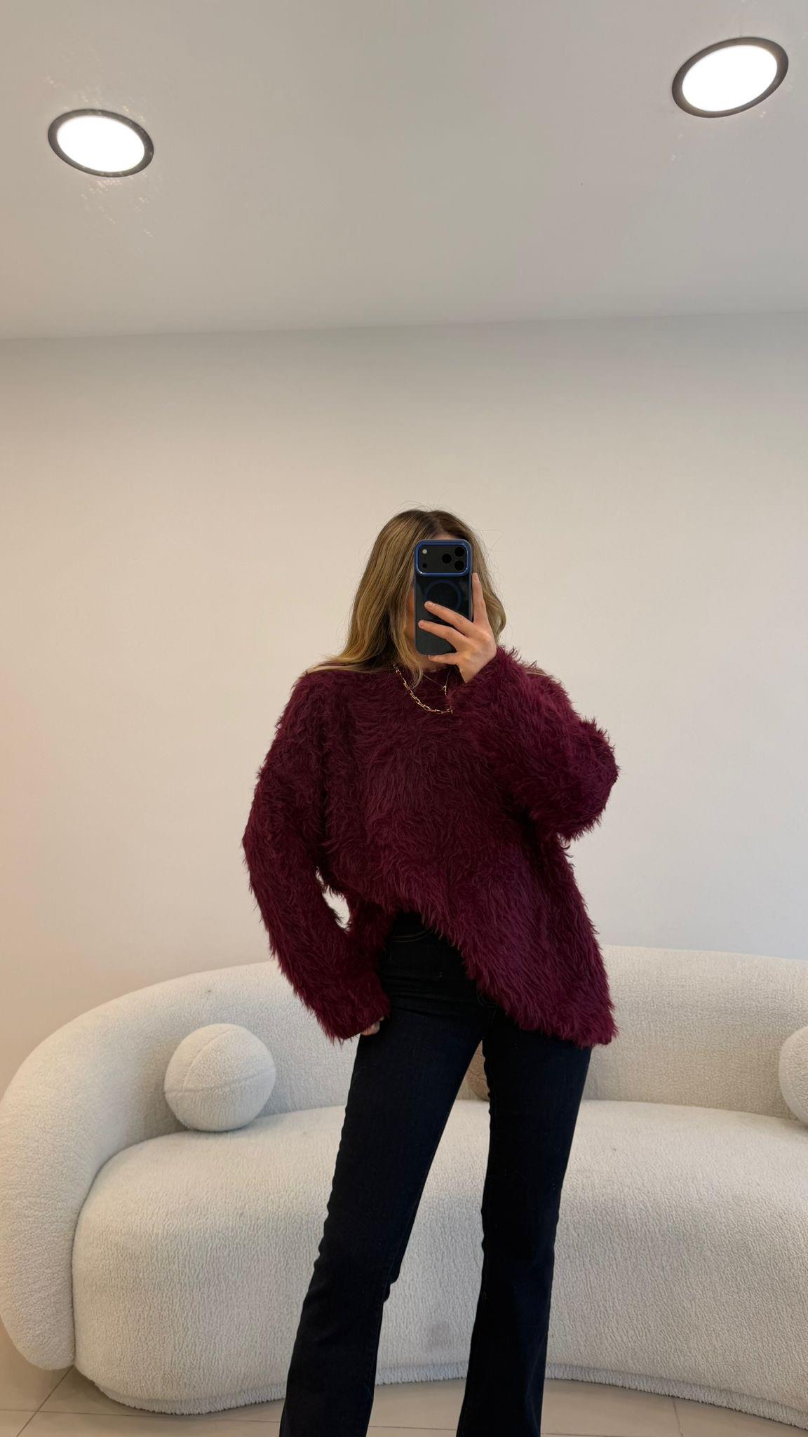 Premi̇um Seri̇ Kürklü Kazak BORDO