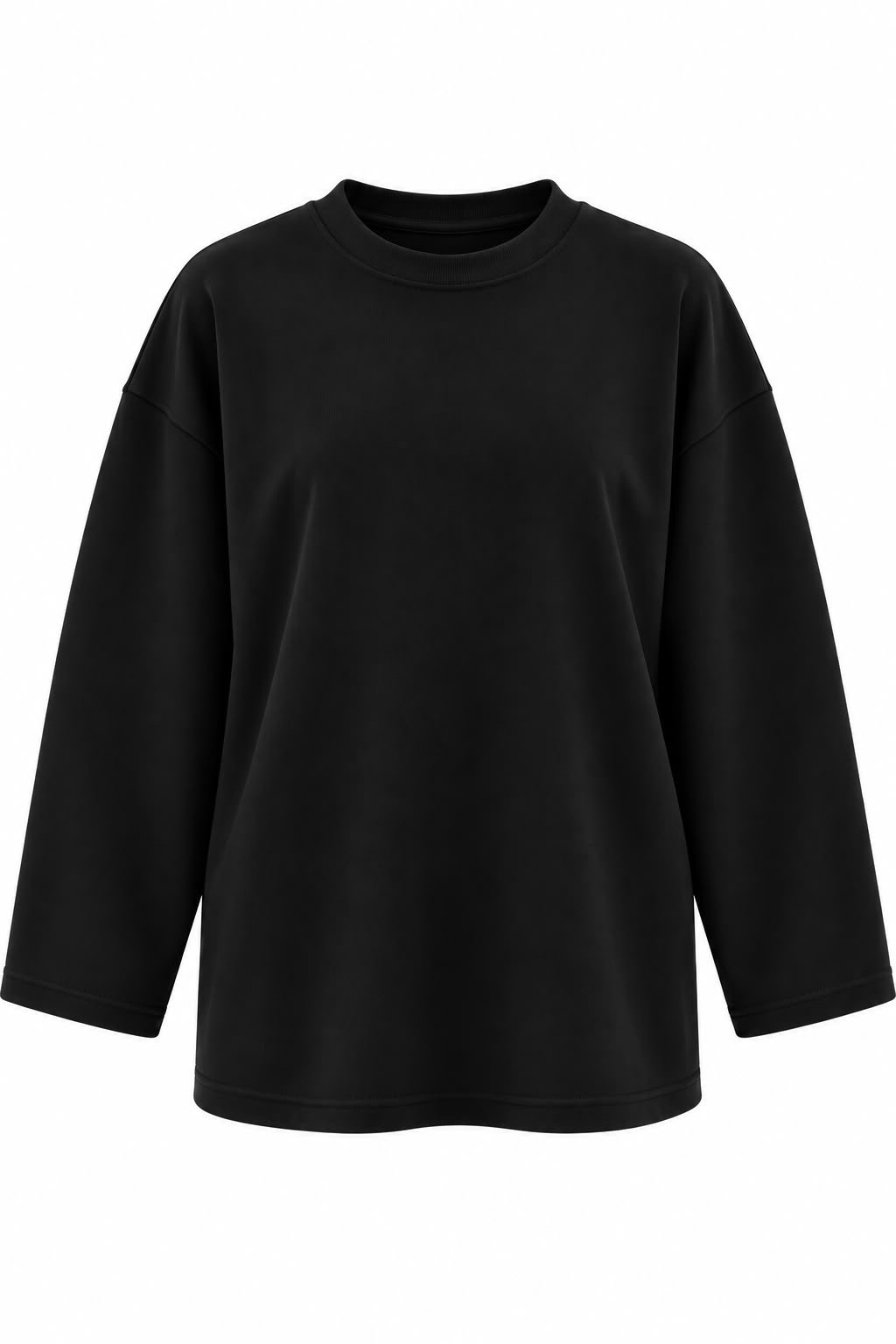 Premium Oversize Kesim Uzun Kollu Basic Sweat Siyah