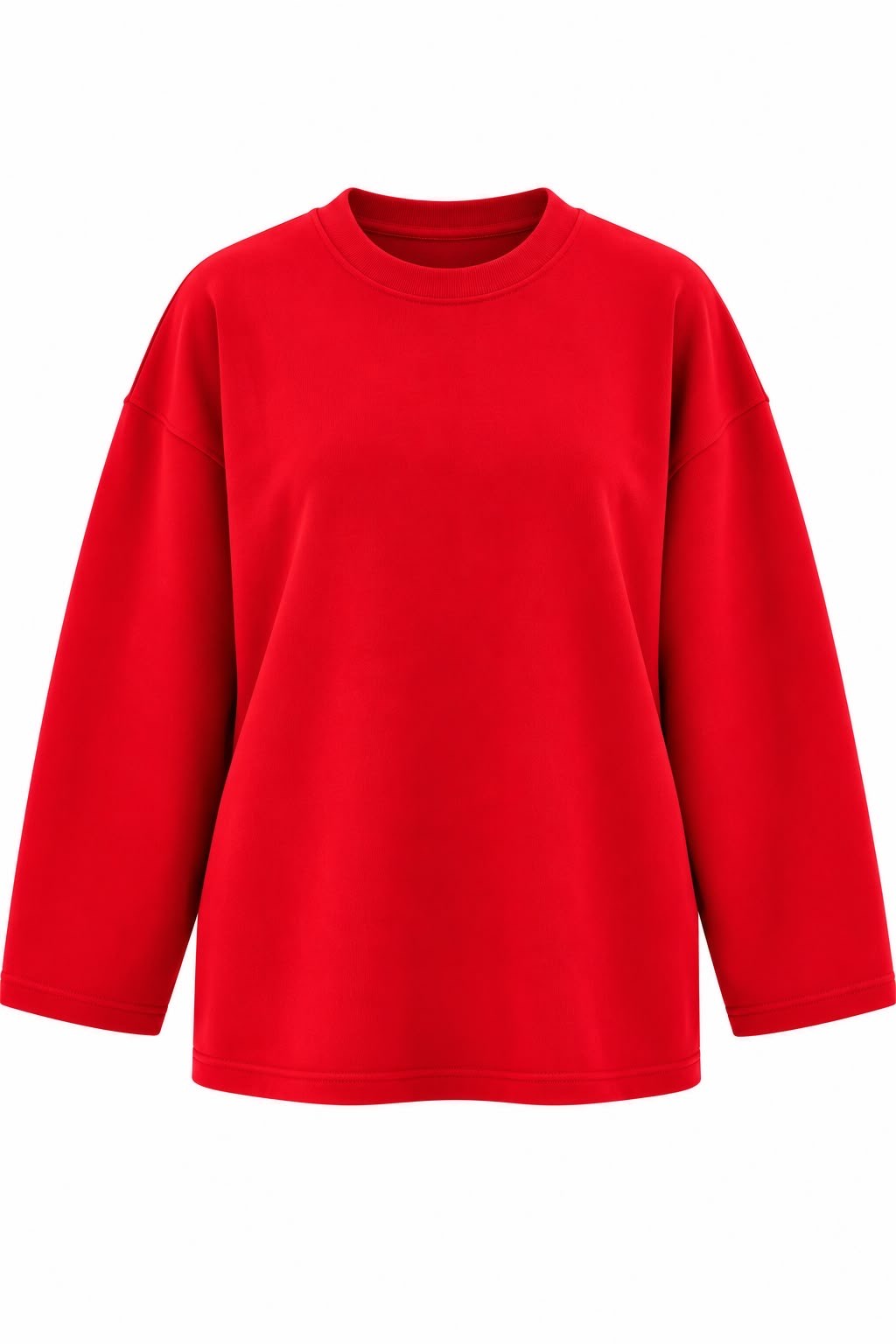 Premium Oversize Kesim Uzun Kollu Basic Sweat Kırmızı