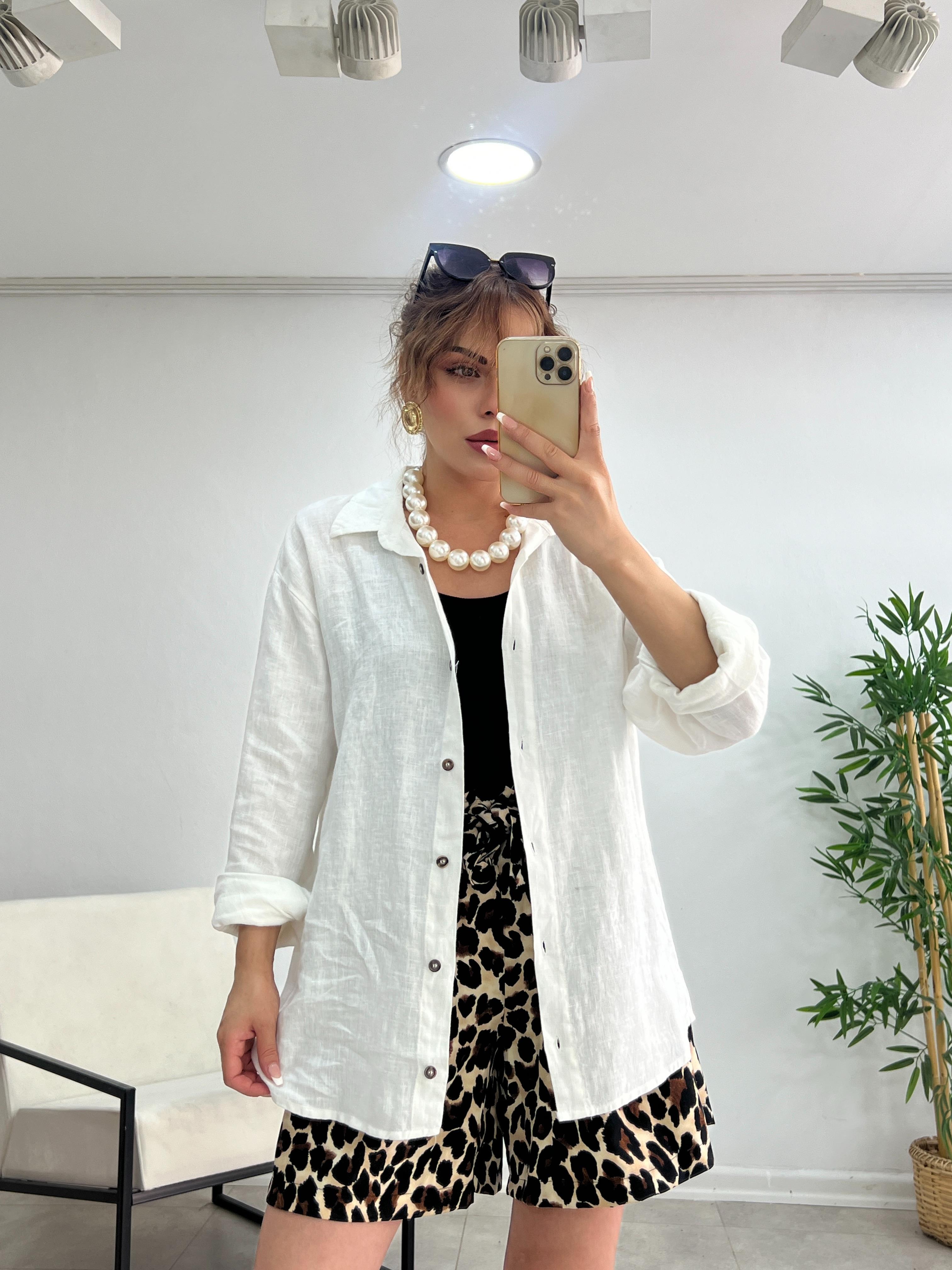 PREMİUM ÖZEL SERİ KETEN GÖMLEK BEYAZ