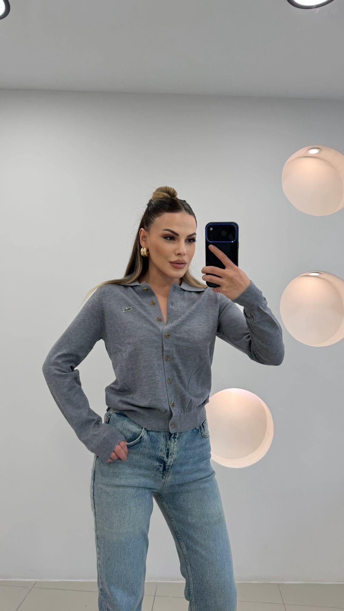 PREMİUM SERİ DÜĞMELİ YAKALI  HIRKA GRİ