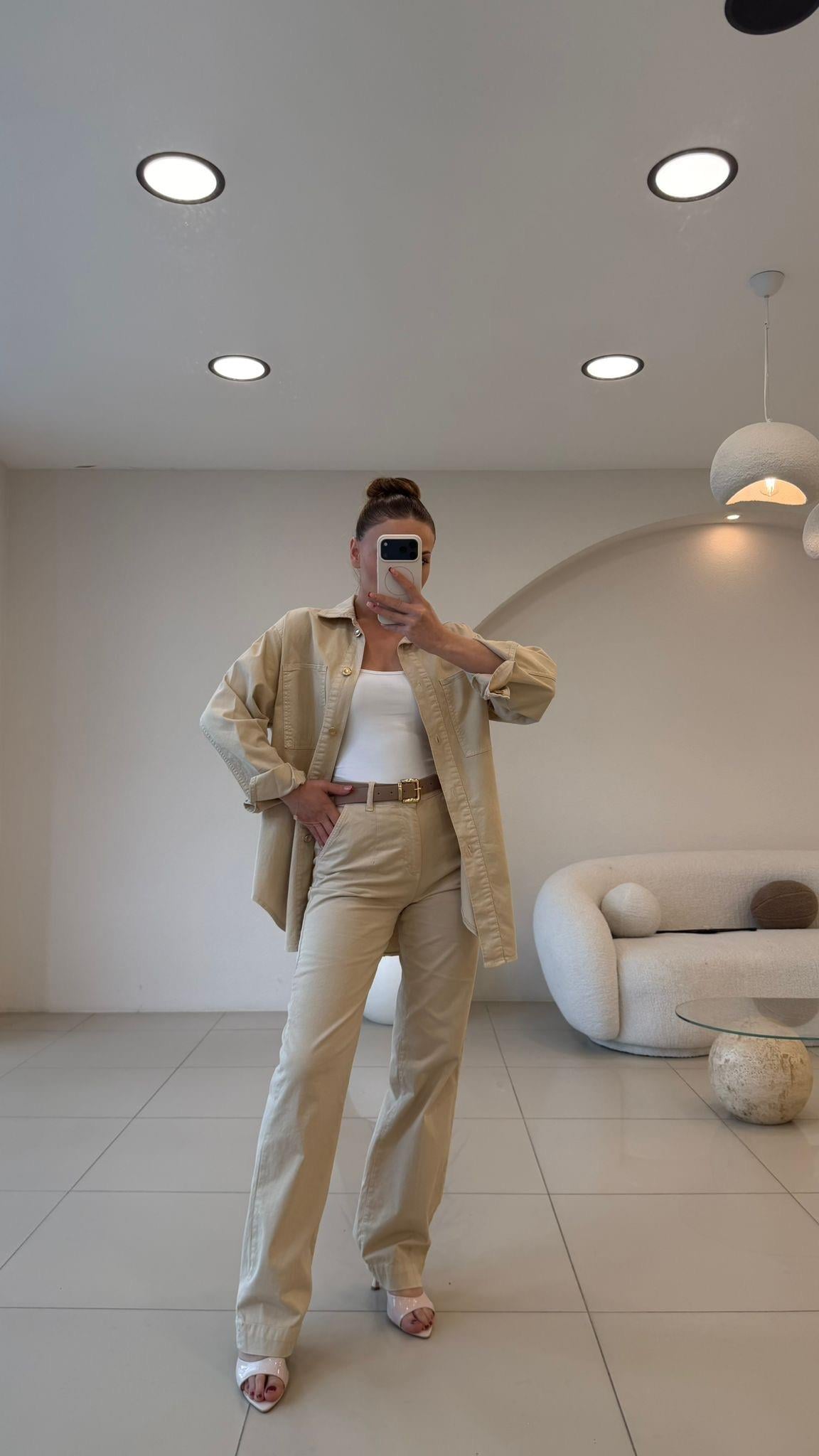 PREMİUM SERİ RELAX KETEN GÖMLEK TAŞ