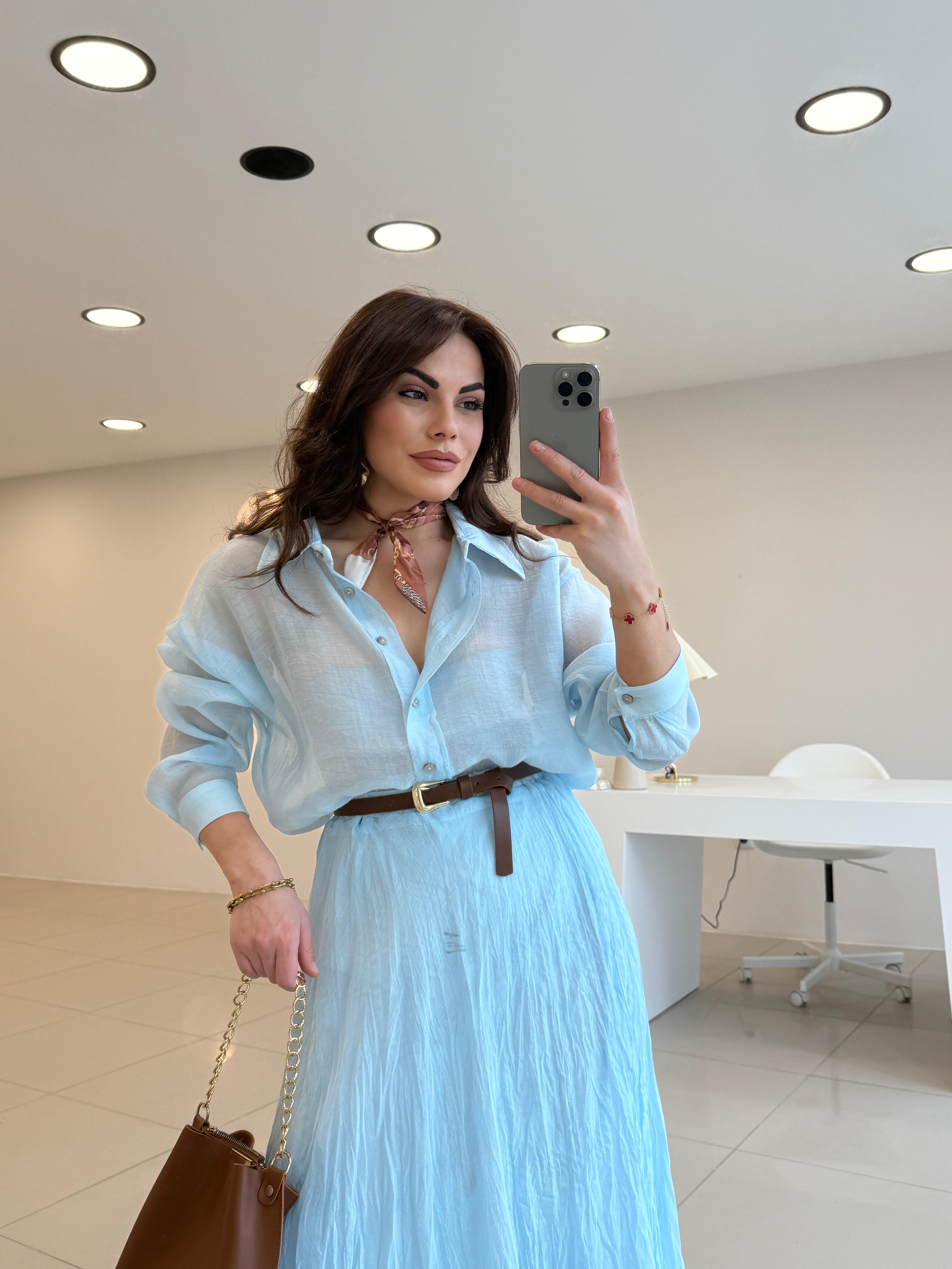 RAHAT KESİM TÜL GÖMLEK MAVİ