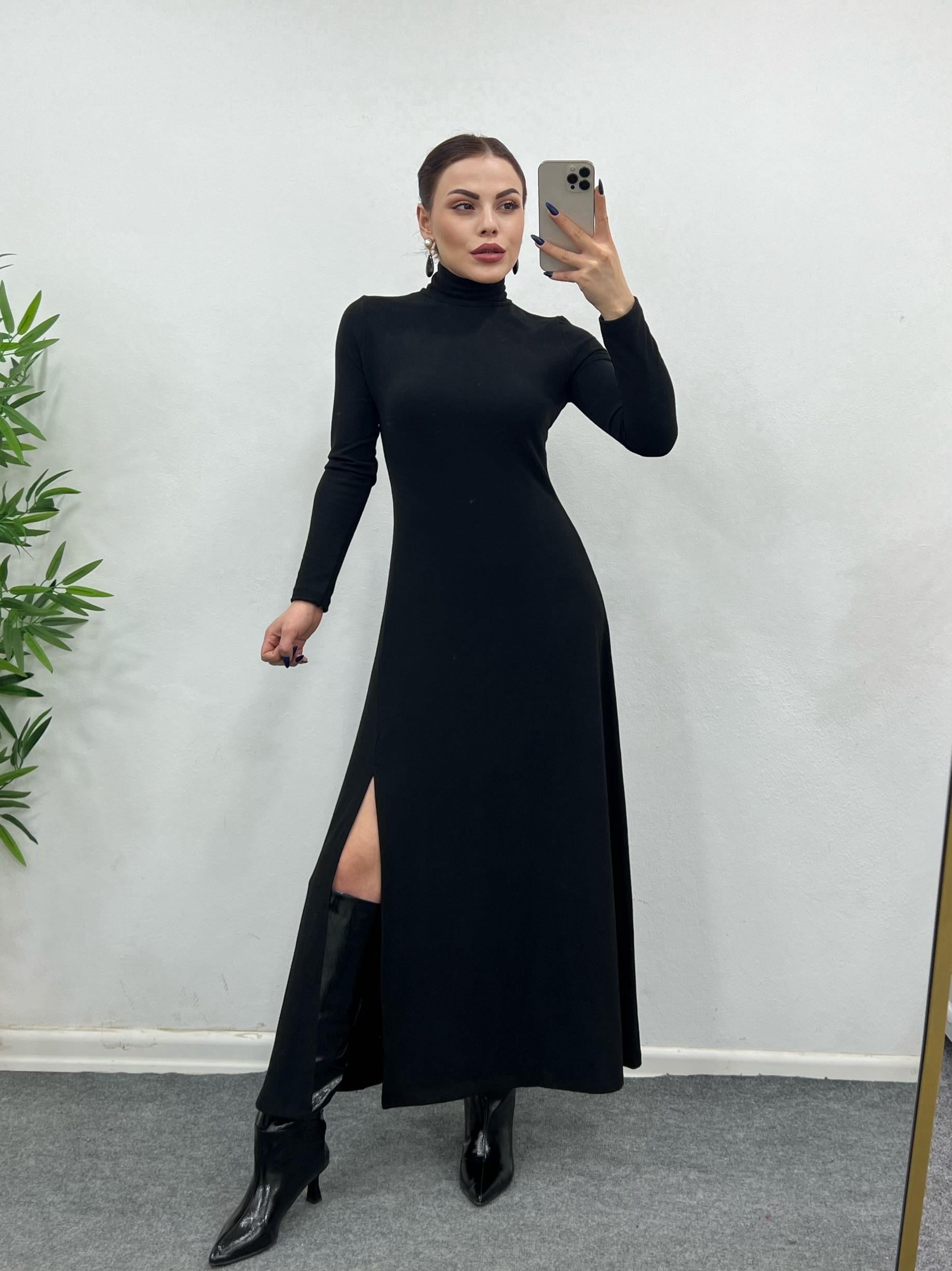 SİYAH BALIKÇI YIRTMAÇLI ELBİBİSE