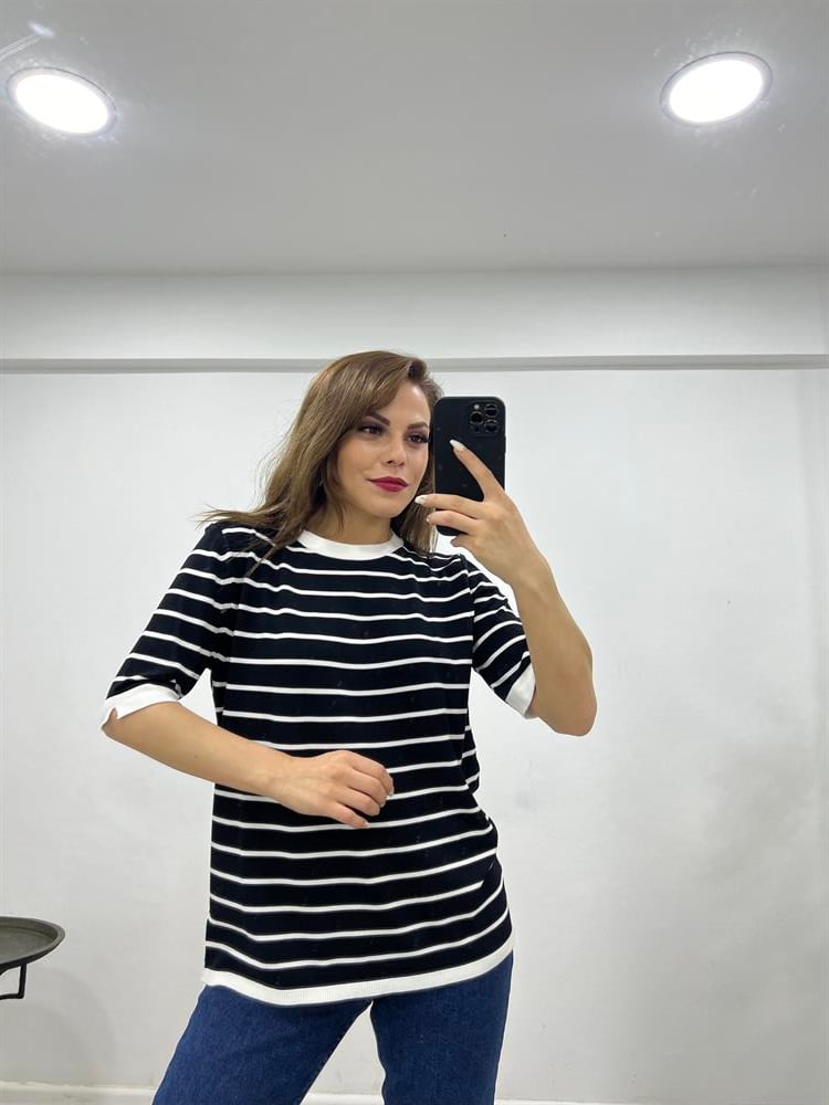 SİYAH BEYAZ ÇİZGİLİ TRİKO PREMIUM KALİTE