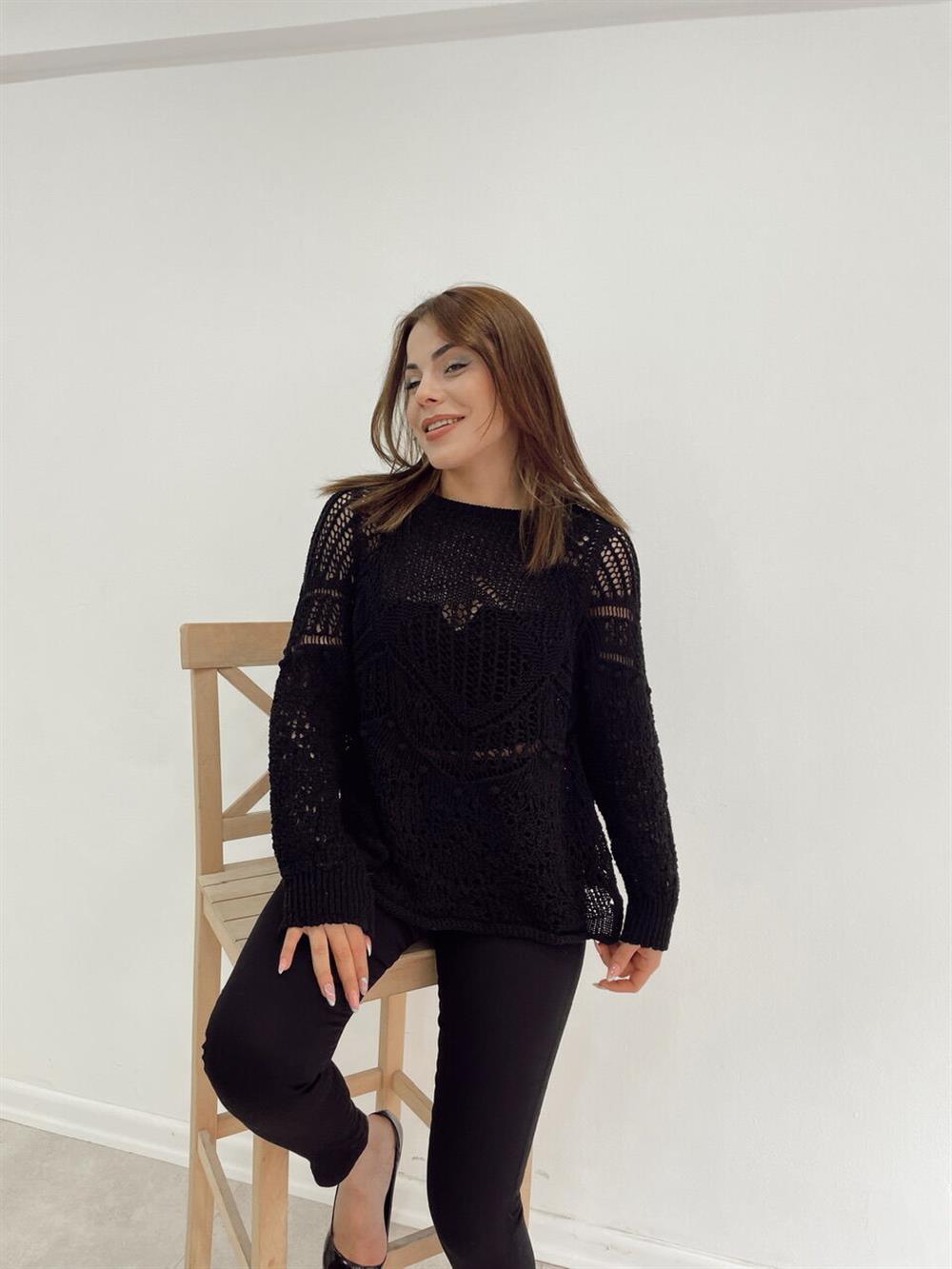 SİYAH MERSERİZE BLUZ