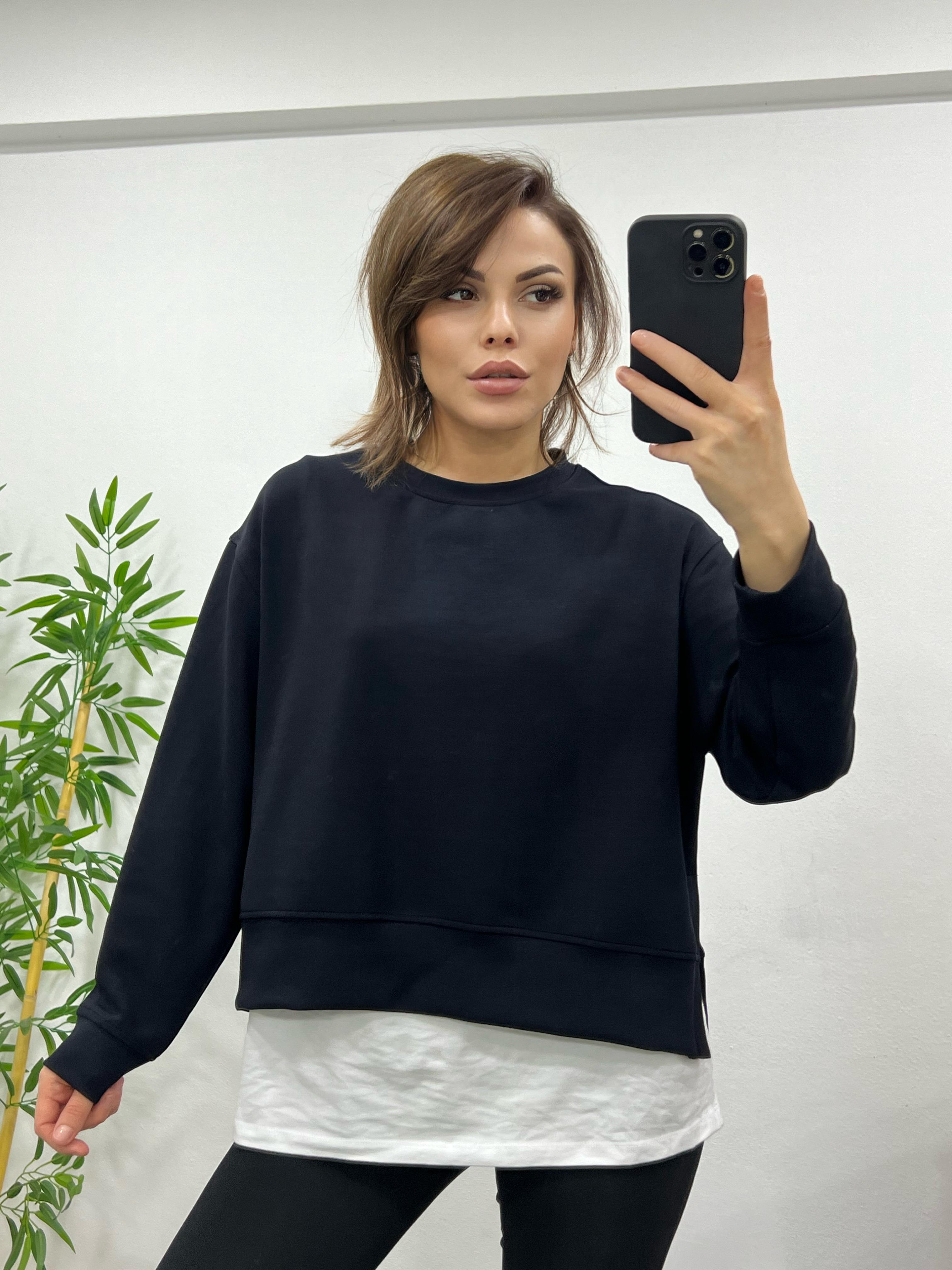 SİYAH OYSHO KUMAŞ SWEAT