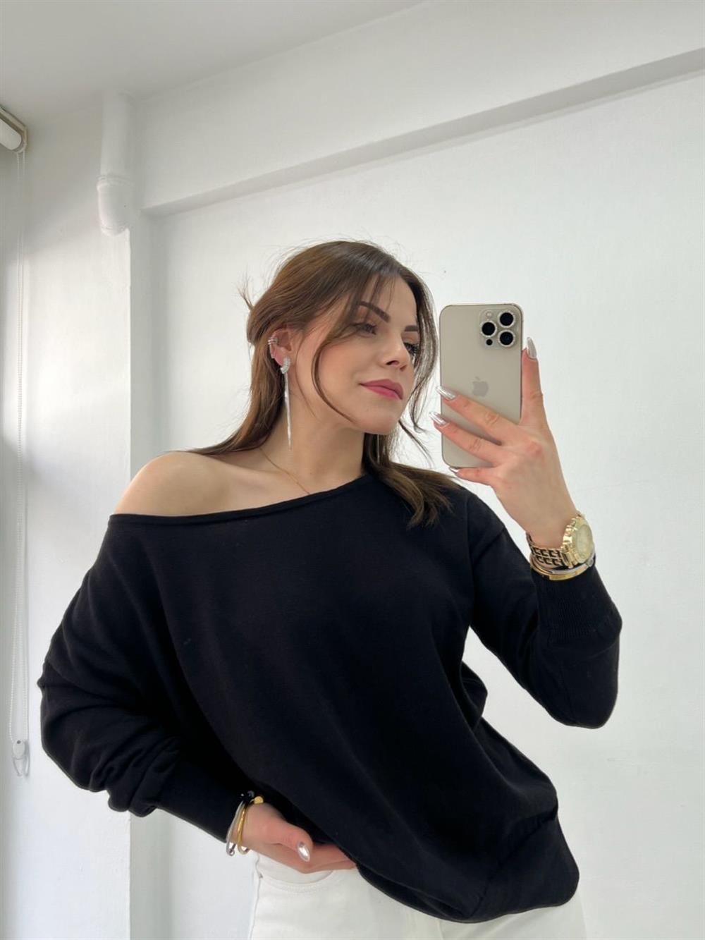 SİYAH TEK OMUZ TRİKO