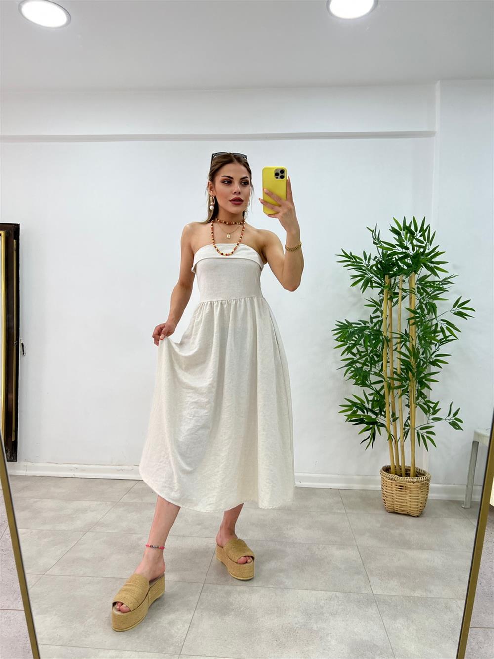 STRAPLEZ KETEN ELBİSE TAŞ