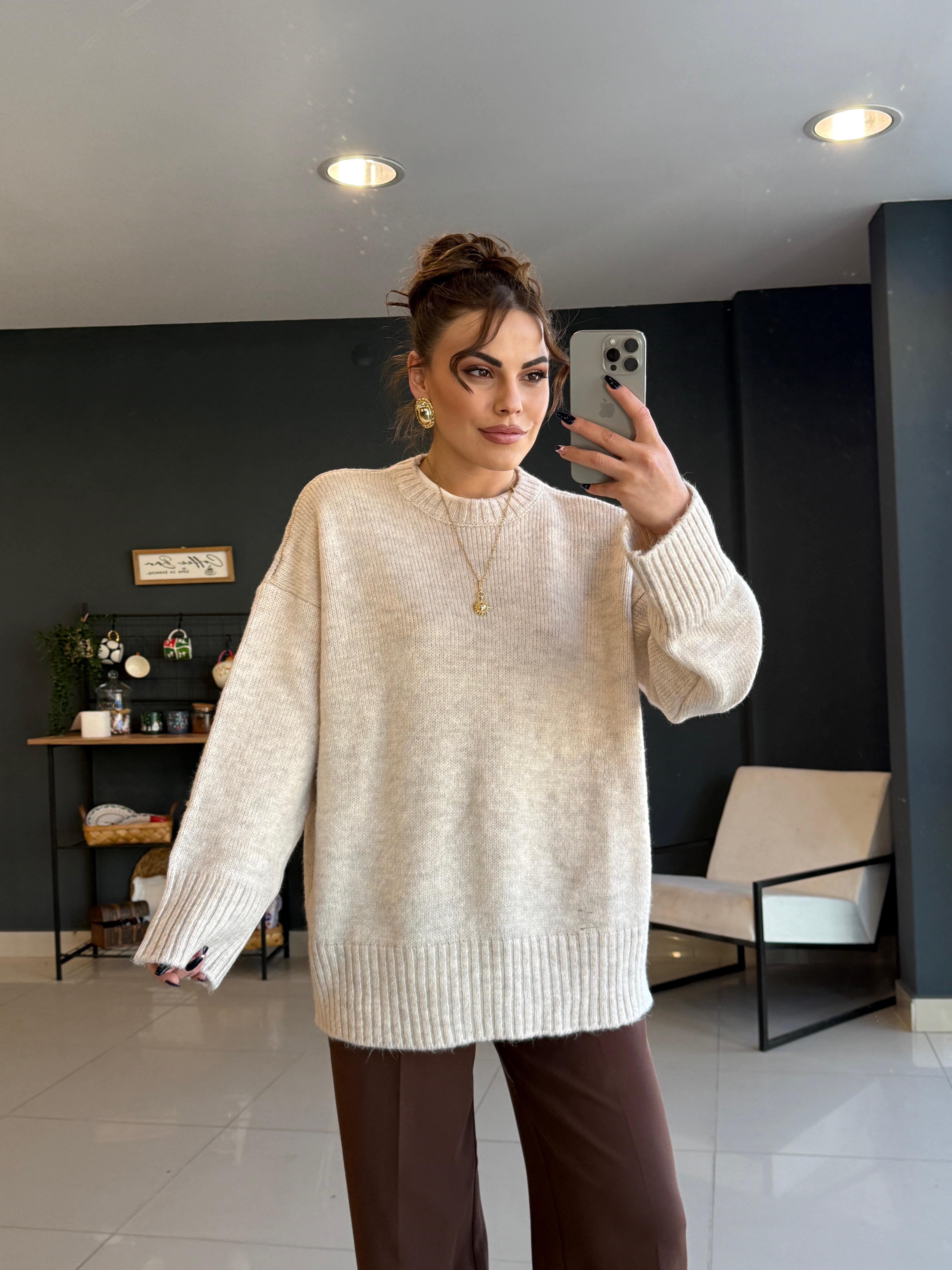 TAŞ BİSİKLET YAKA BASİC KAZAK