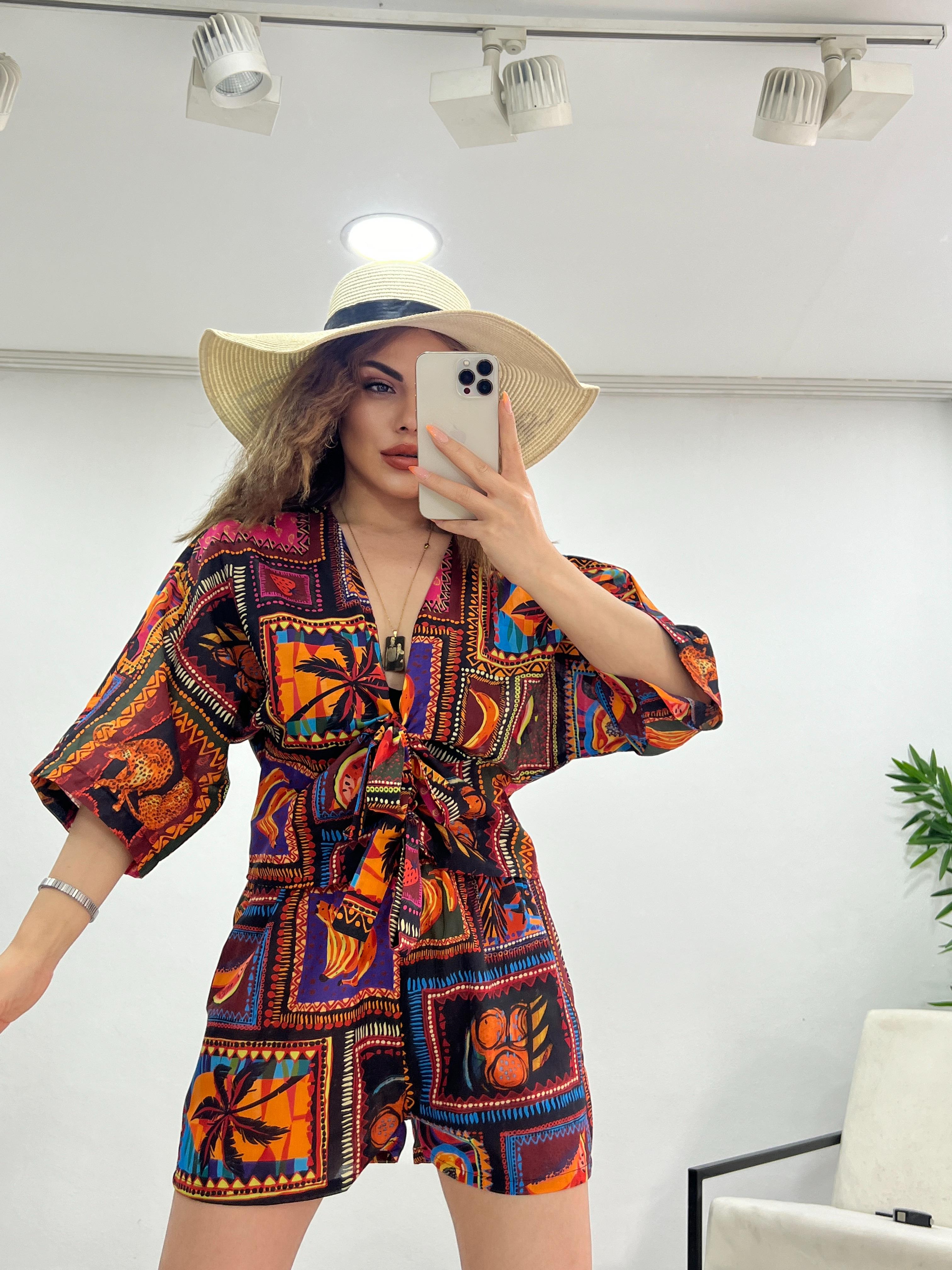 TASARIM BAĞLAMALI ŞORTLU TAKIM