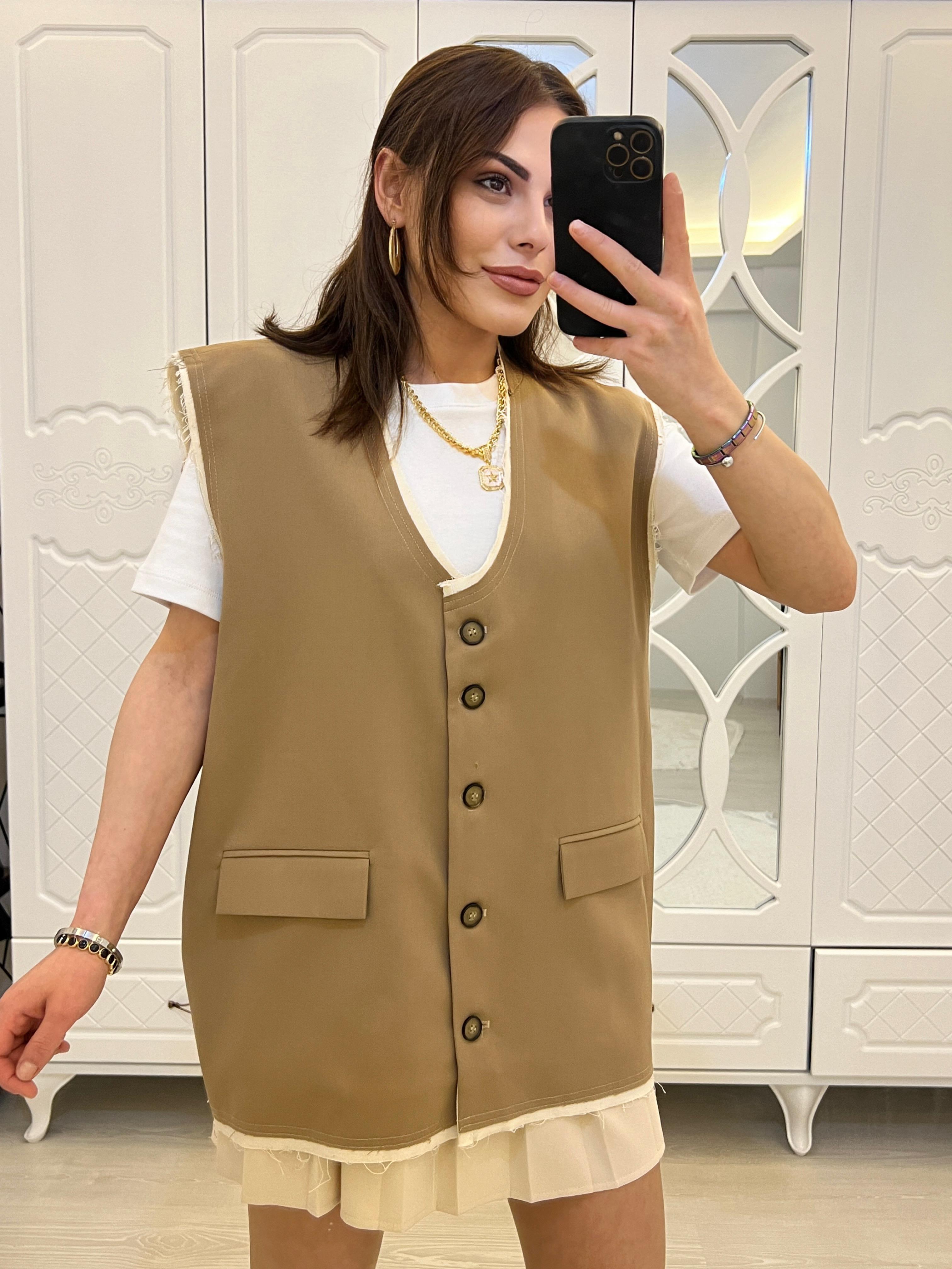 TASARIM VINTAGE GABARDİN YELEK