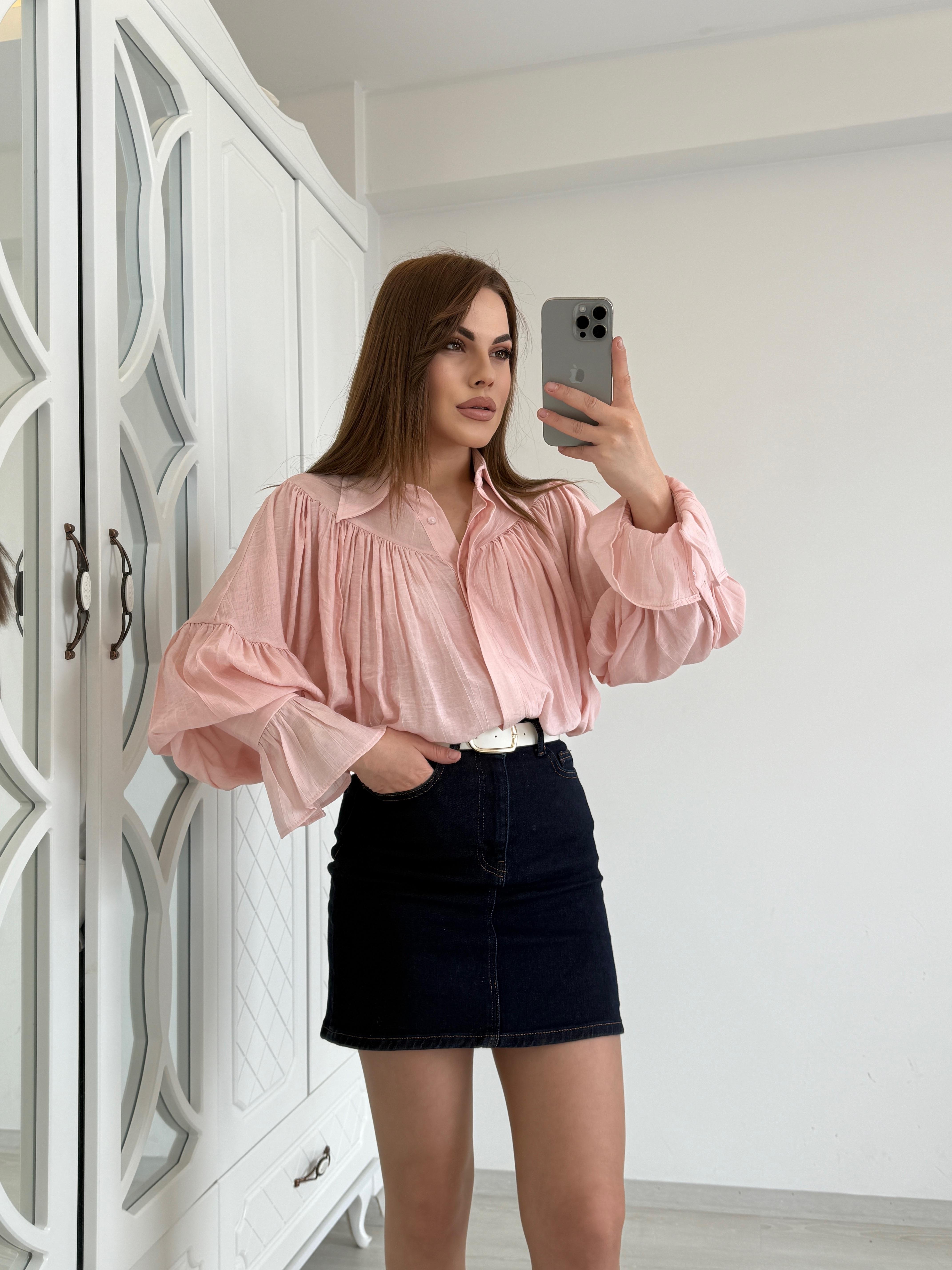 Tasarim Volanli Gömlek Pembe