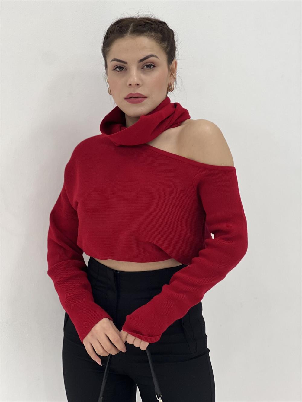 TEK OMUZ  KIRMIZI TRİKO