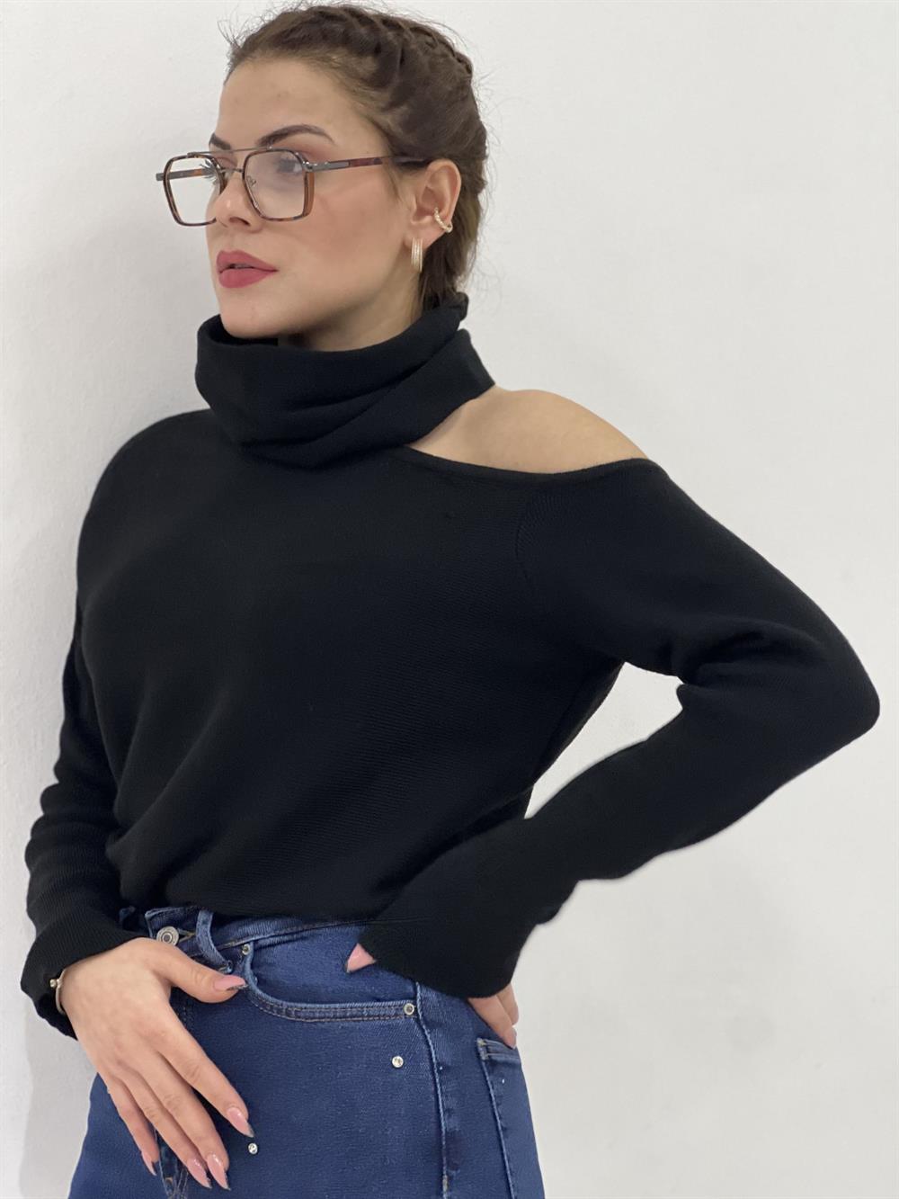 TEK OMUZ SİYAH TRİKO