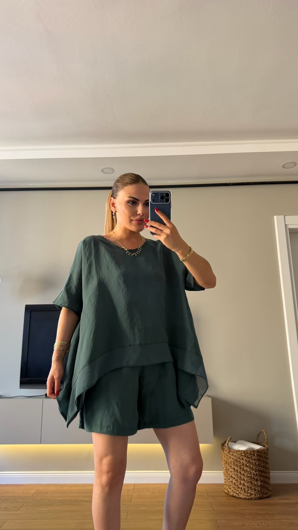 Tensel Bluz Şort Takım Yeşil