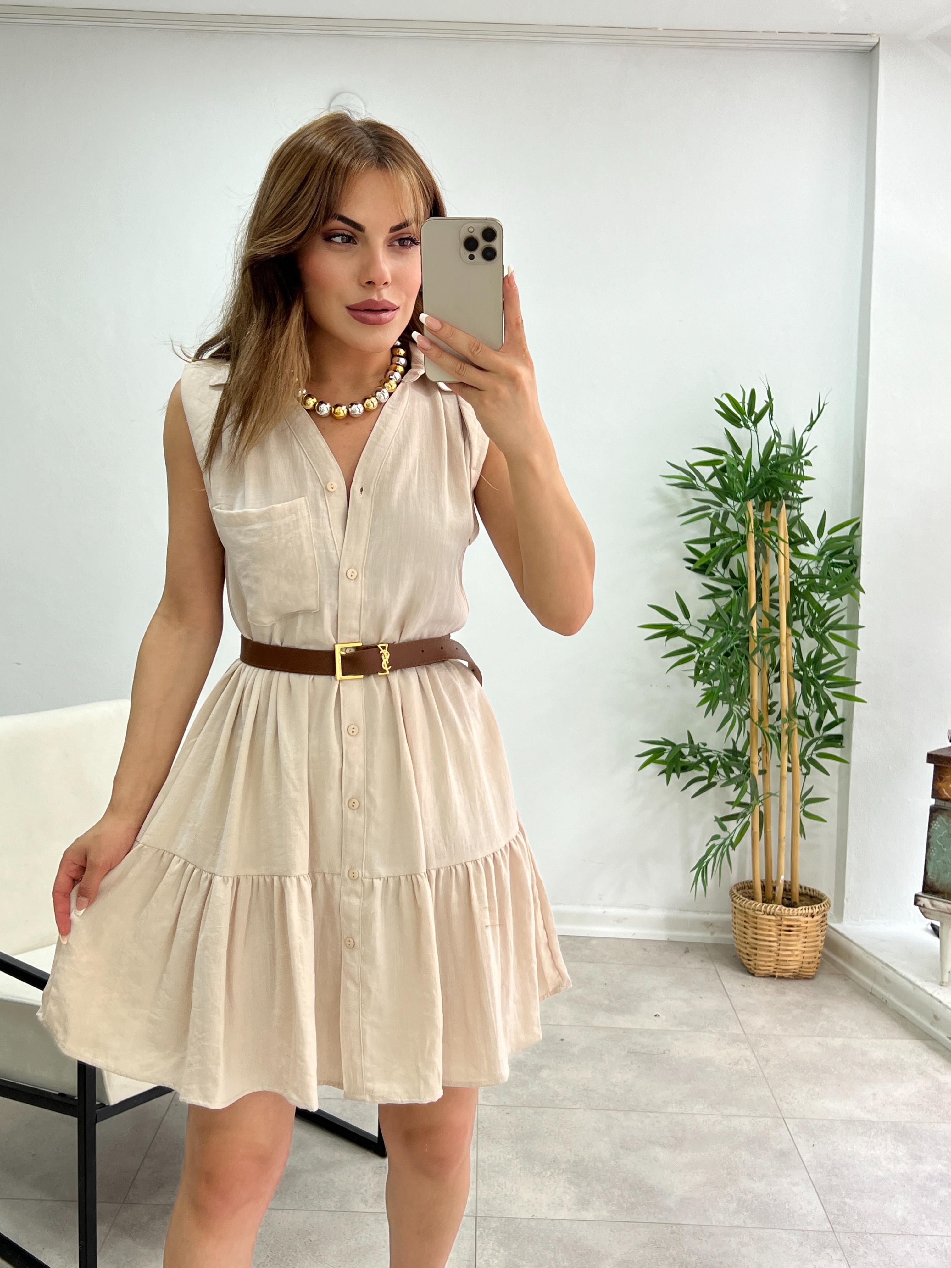 TENSEL GÖMLEK ELBİSE TAŞ