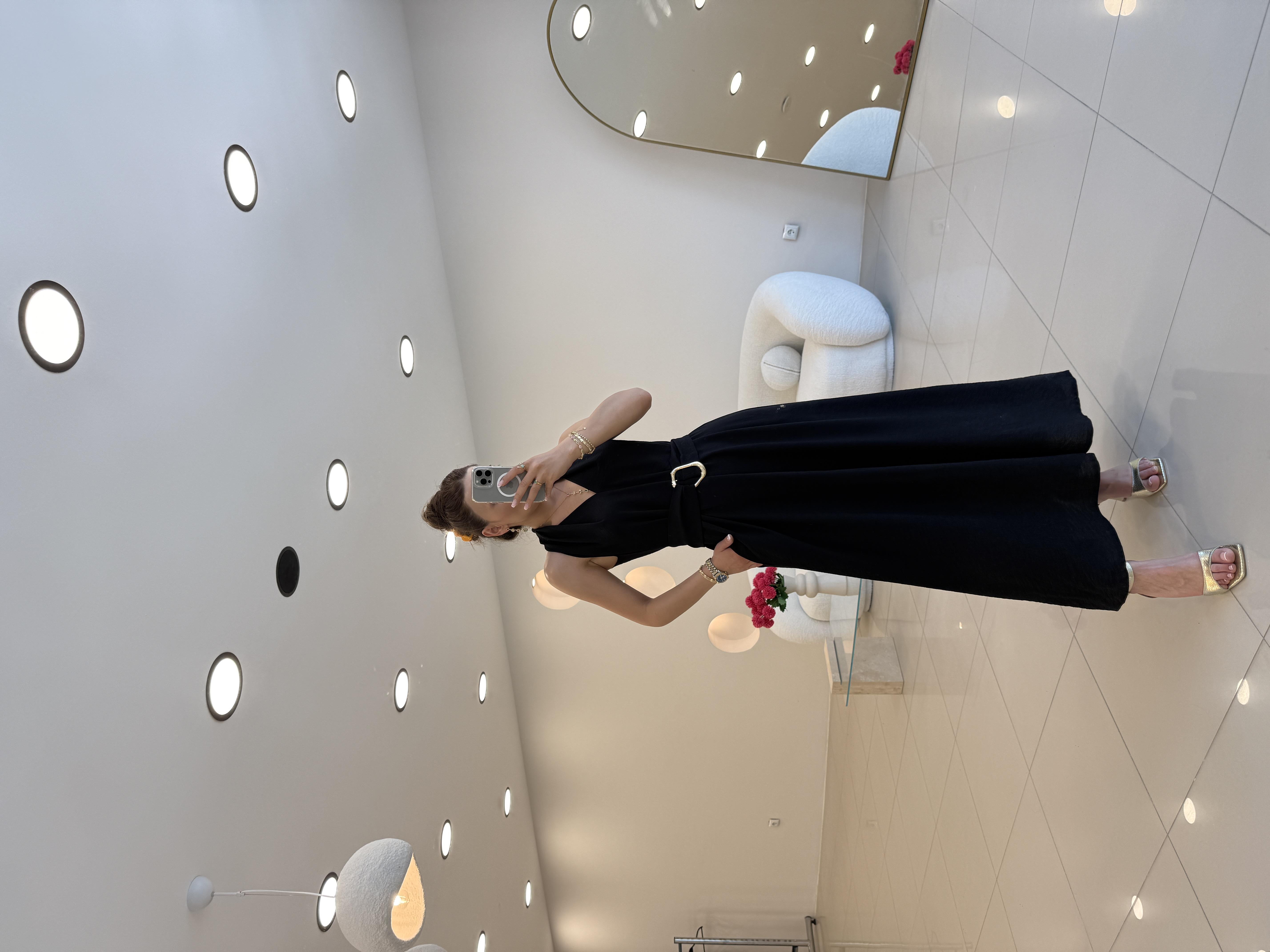 TOKA DETAYLI ELBİSE SİYAH