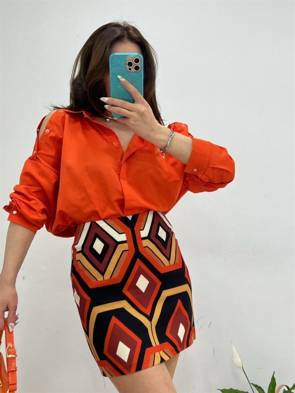 TURUNCU DESENLİ ETEK