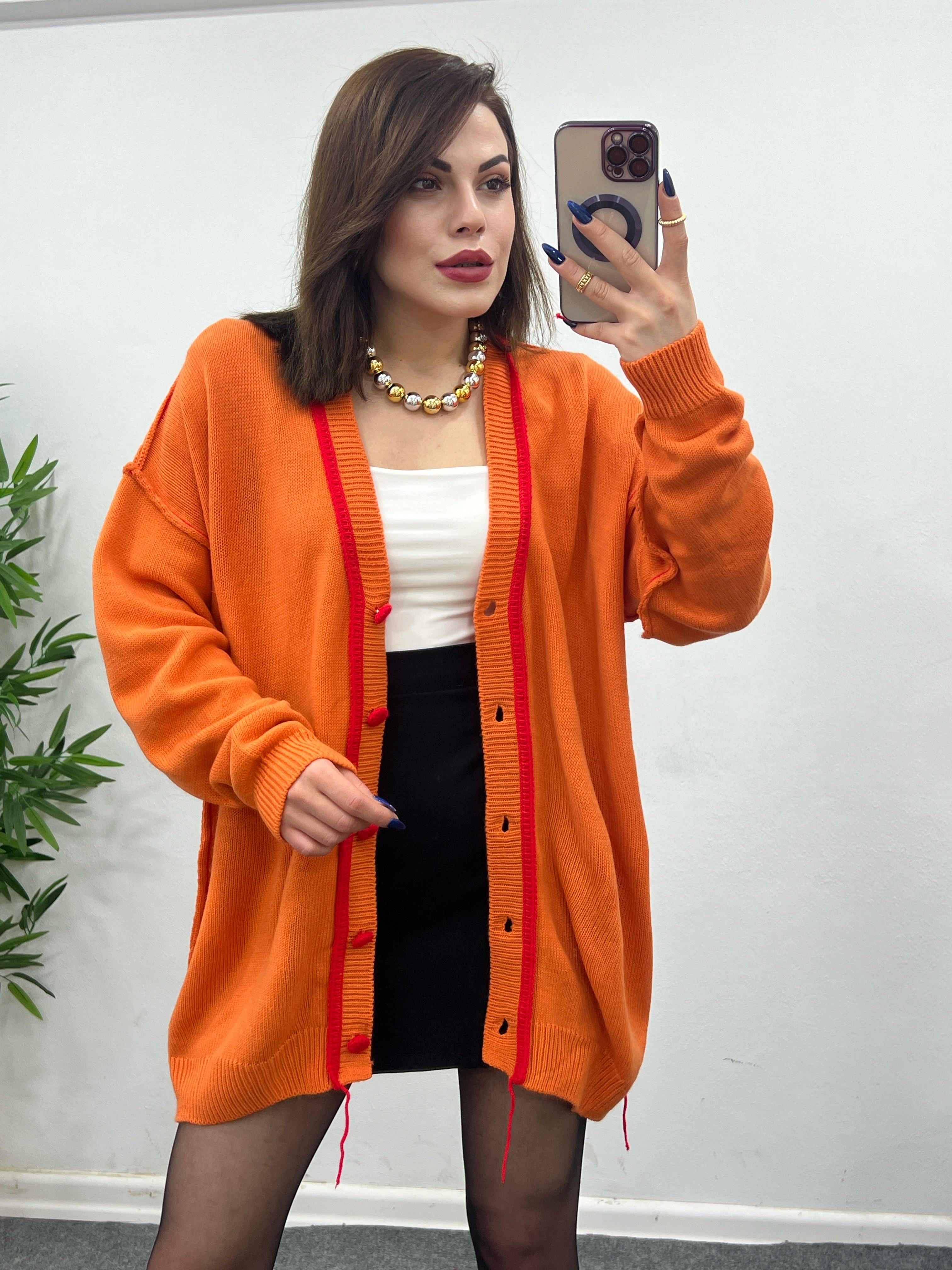 TURUNCU İP DETAYLI HIRKA