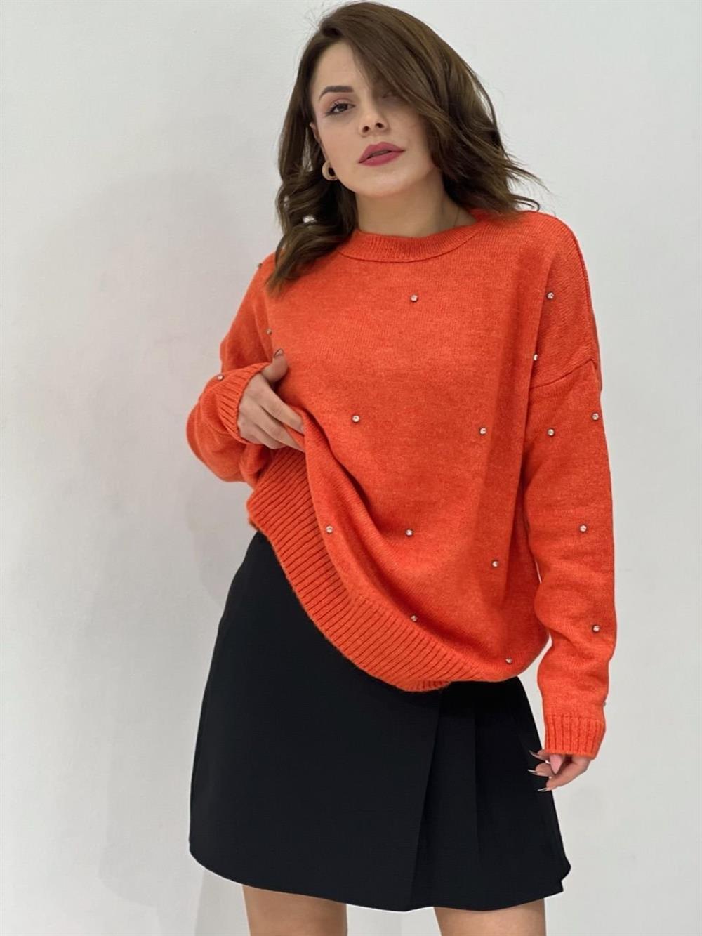 TURUNCU TAŞLI TRİKO