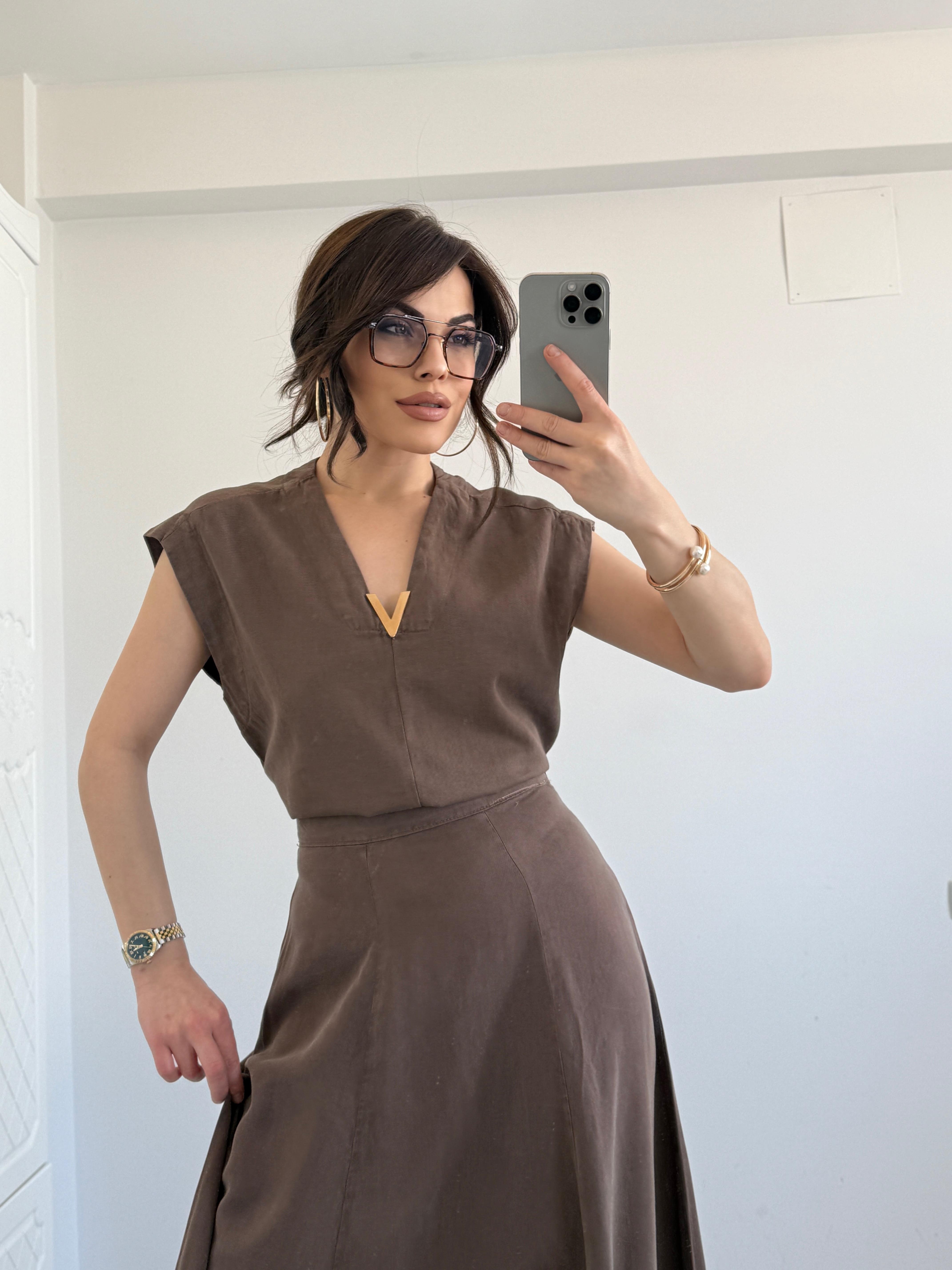 VİNTAGE TENSEL YELEK KAHVE