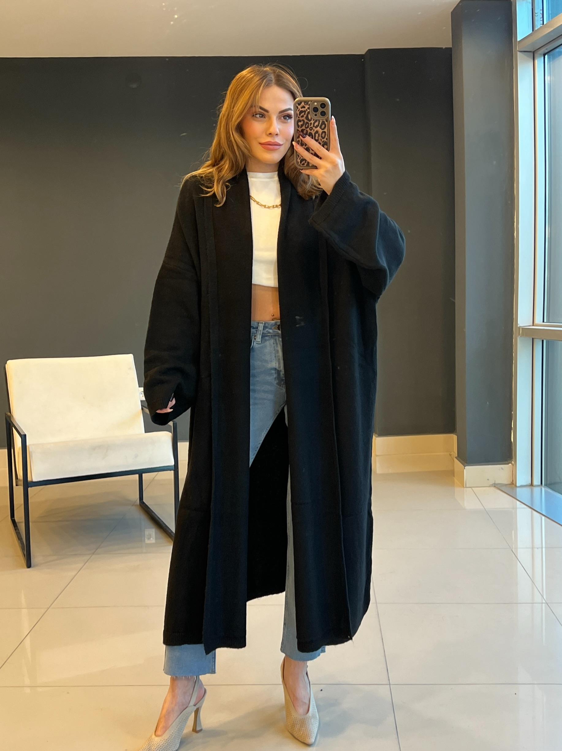 YAKALI SİYAH UZUN HIRKA