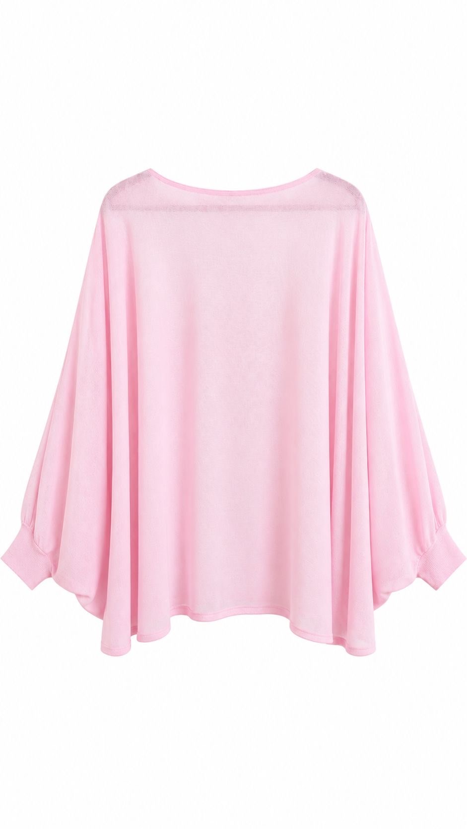 Yarasa Kol Transparan Triko Bluz Pembe