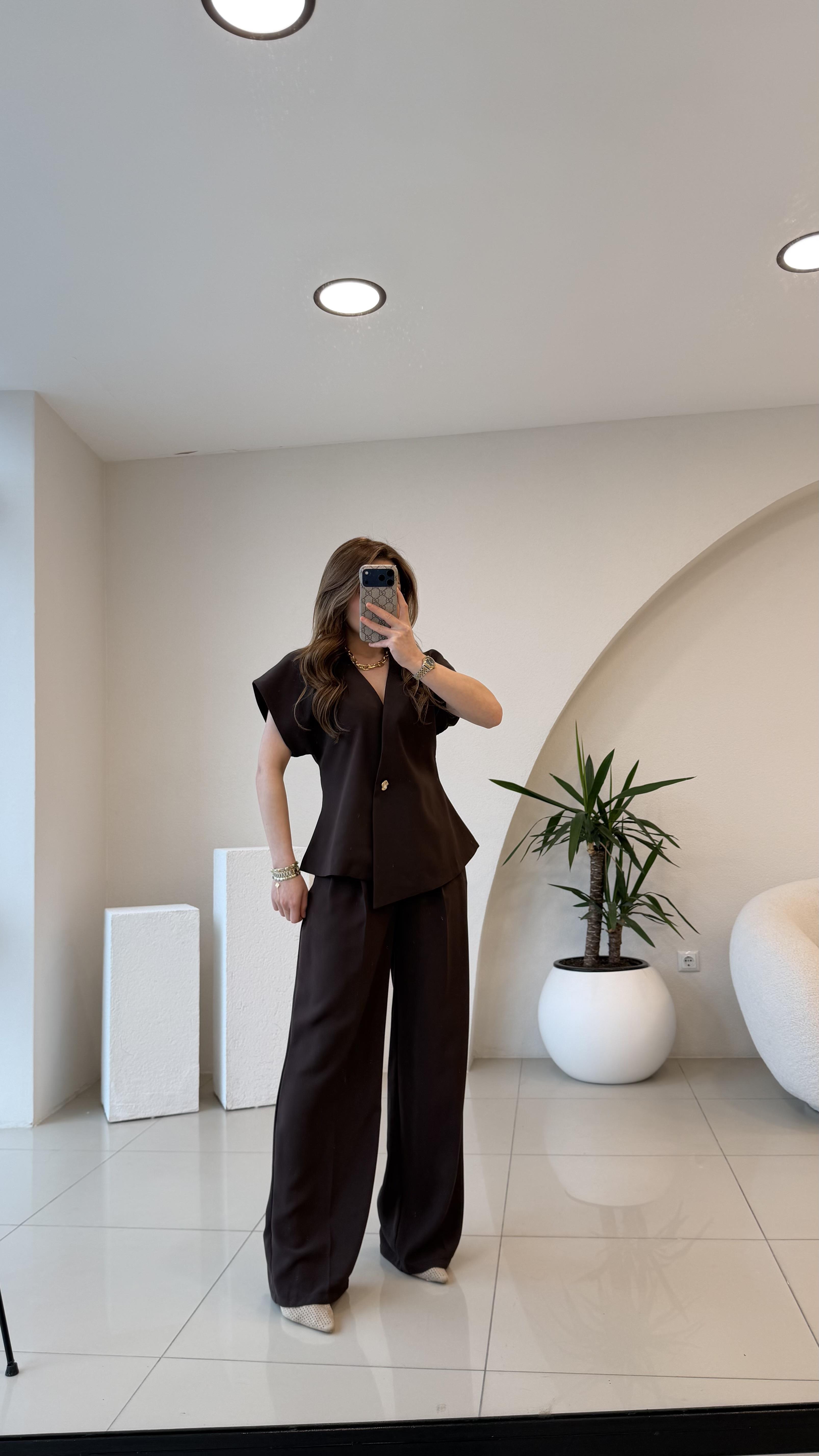 YELEKLİ İKİLİ TAKIM KAHVE