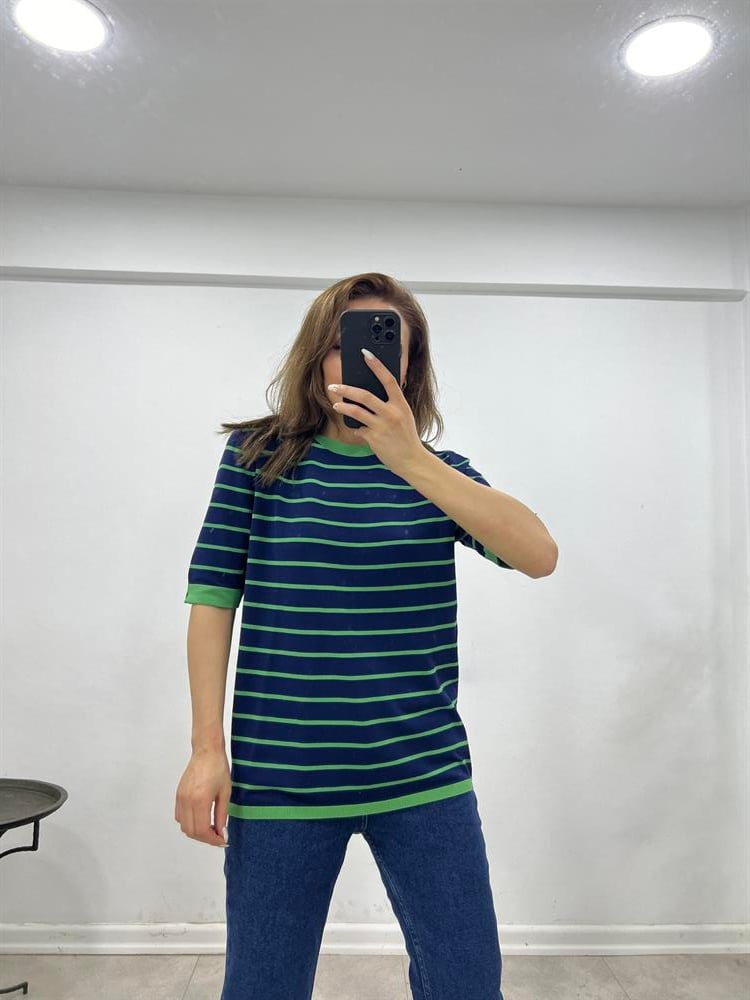 YEŞİL LACİVERT ÇİZGİLİ TRİKO PREMIUM KALİTE