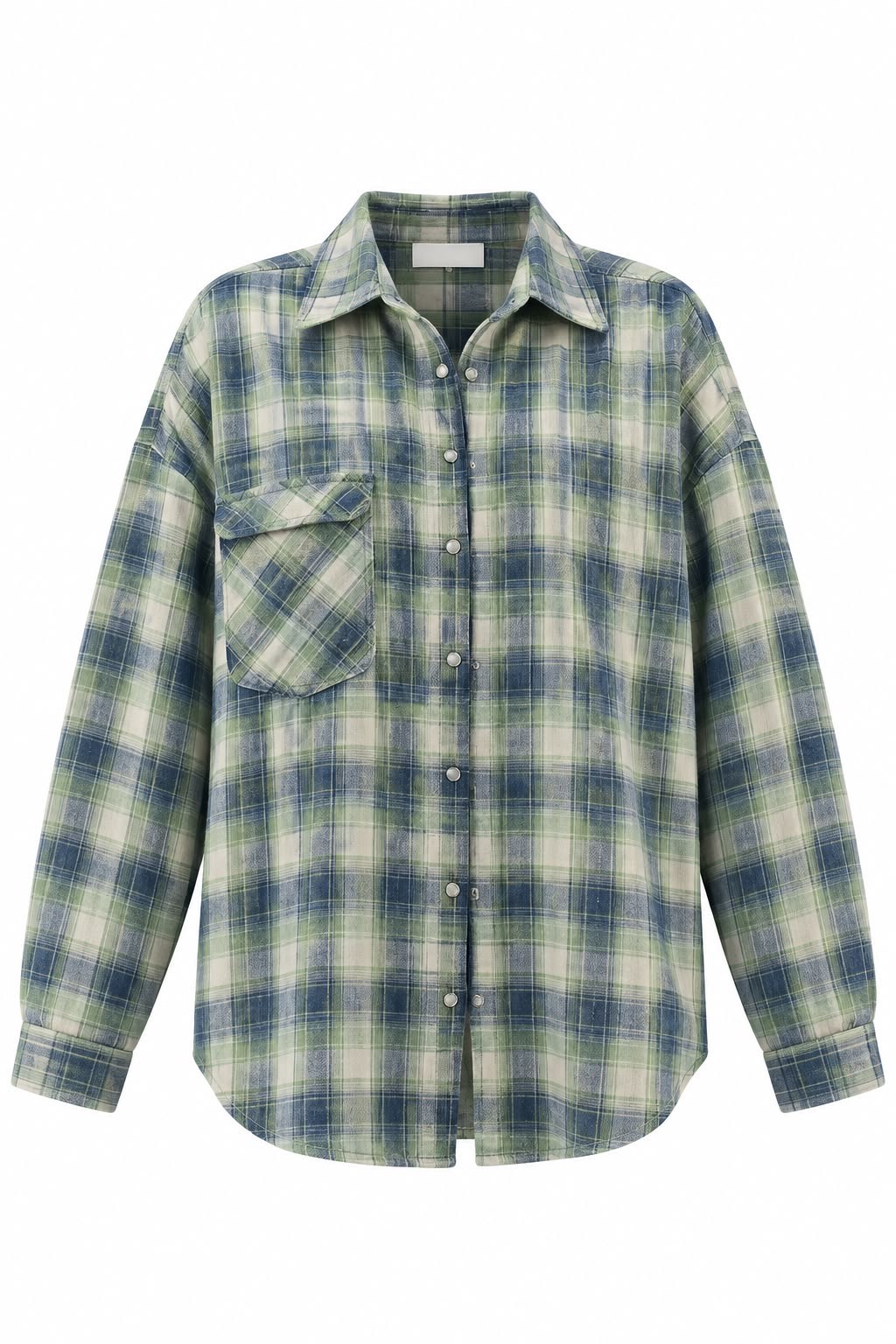 Yeşil Mavi Ekose Desenli Oversize Oduncu Gömlek