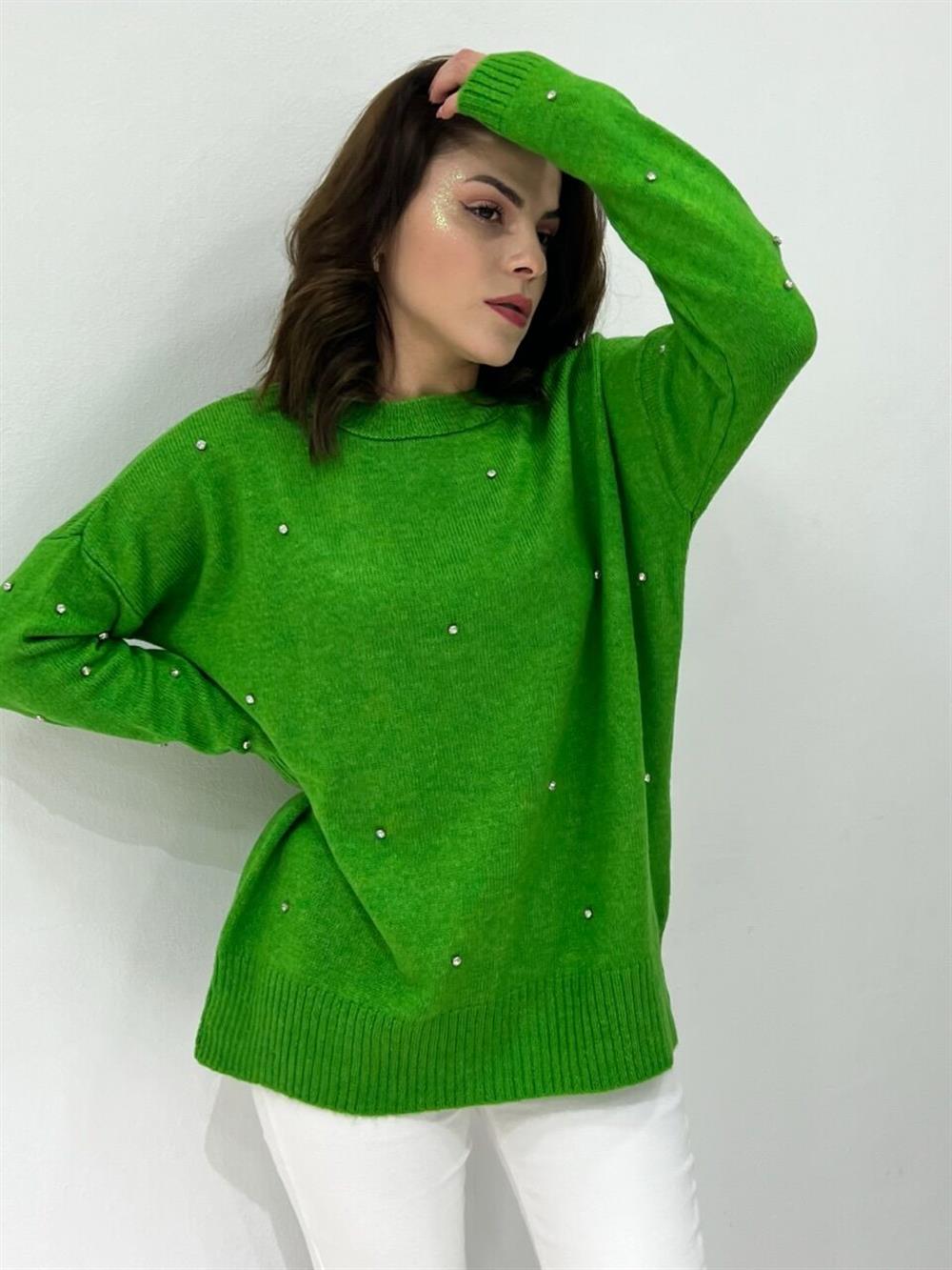 YEŞİL TAŞLI TRİKO