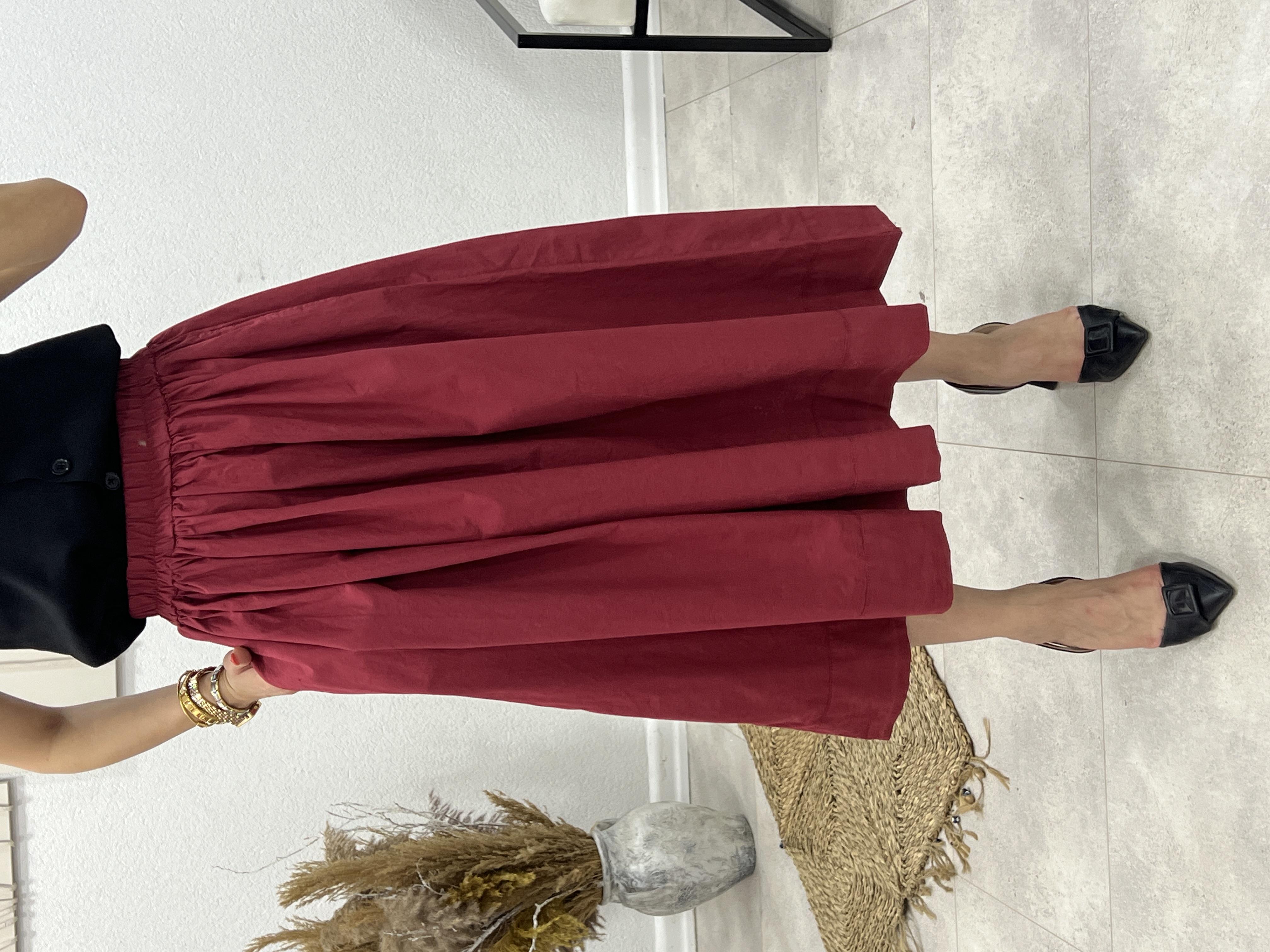 YIKAMALI PREMİUM SERİ POPLİN ETEK BORDO