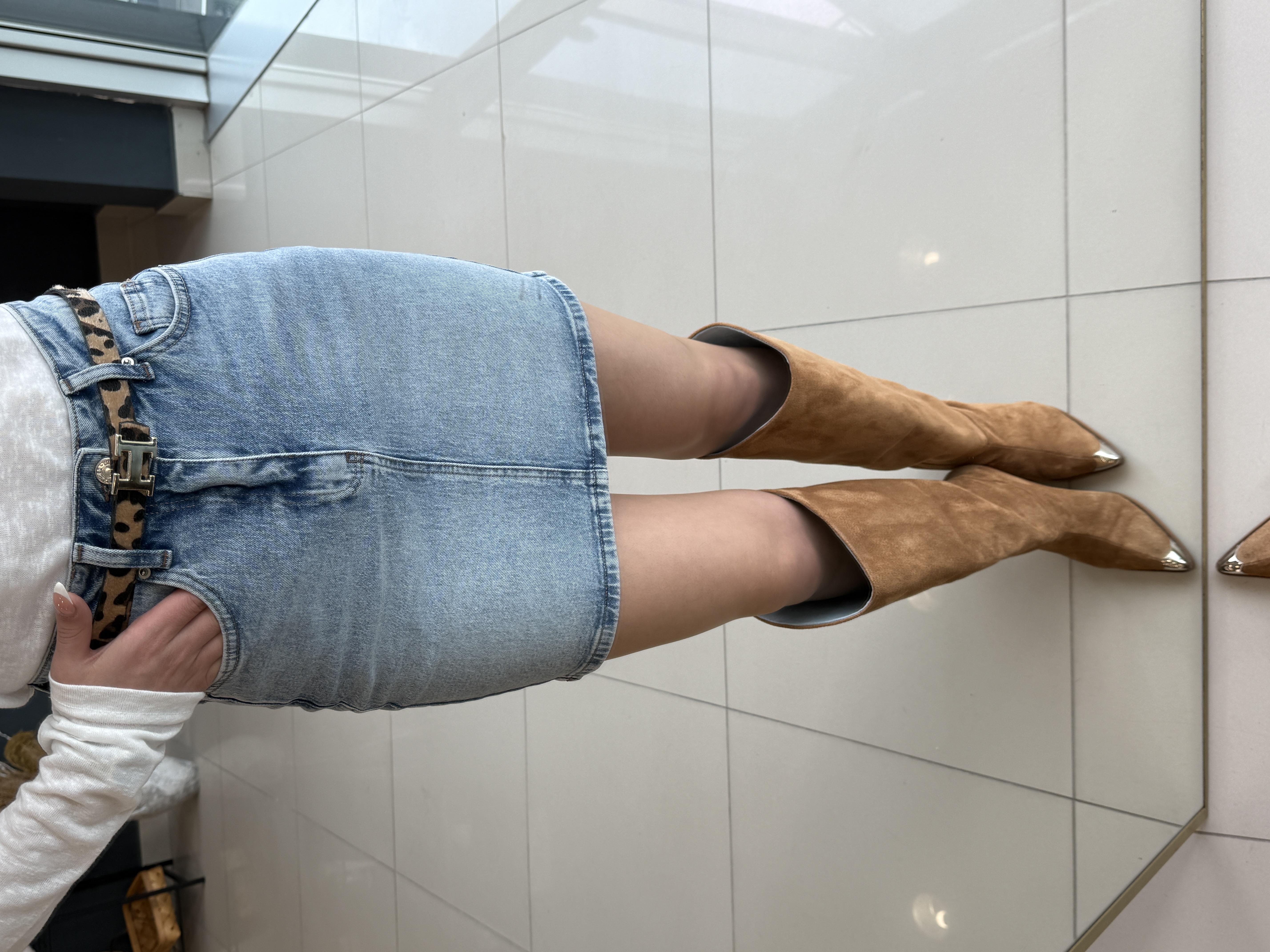 YÜKSEK BEL DENİM LİKRALI ETEK