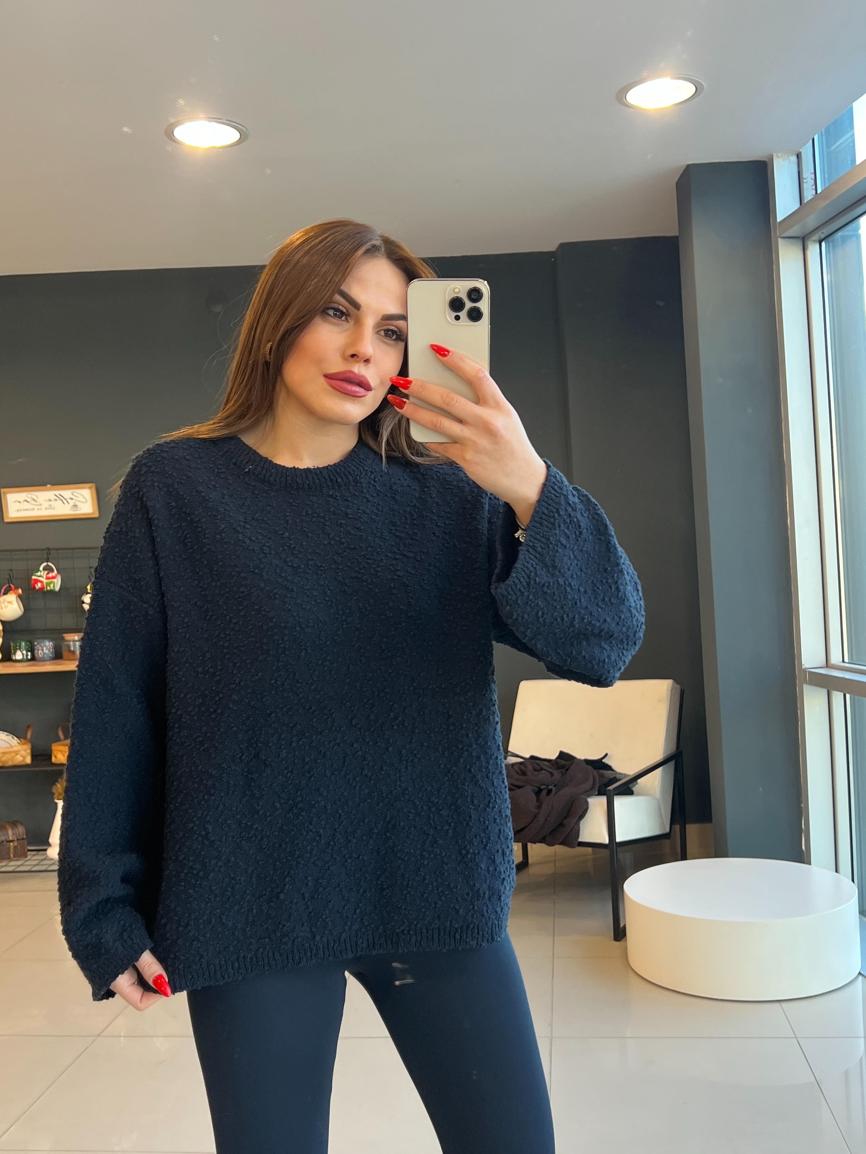 YUMUŞAK DOKULU BASİC KAZAK LACİVERT