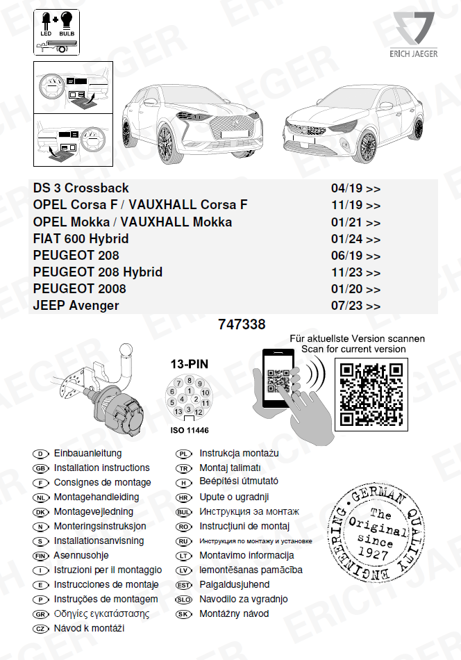 CITROËN DS7 Crossback  2018-2022 13 P Orijinal Tesisat